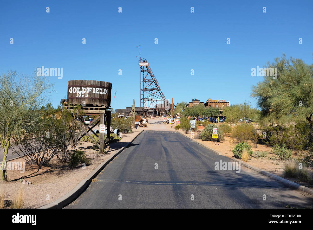 L'entrée de Goldfield Ghost Town dans la région de Apache Junction, Arizona, au large de la Route 88. Banque D'Images