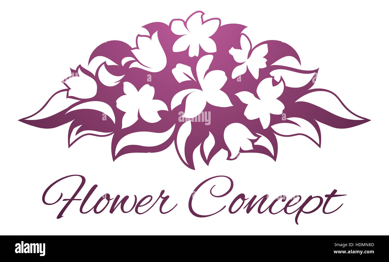 Un bouquet floral fleur fleuriste abstract concept design icon Banque D'Images Un bouquet floral fleur fleuriste abstract concept design icon Banque D'Images