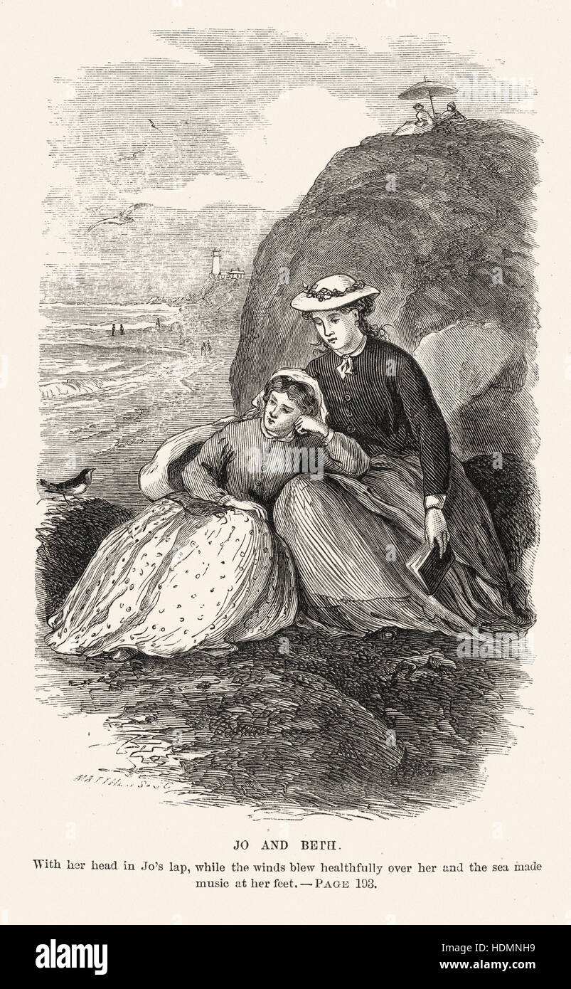 Little Women de Louisa May Alcott (1832-1888), illustré par sa sœur May Alcott. Boston : Roberts Frères, 1868 Banque D'Images