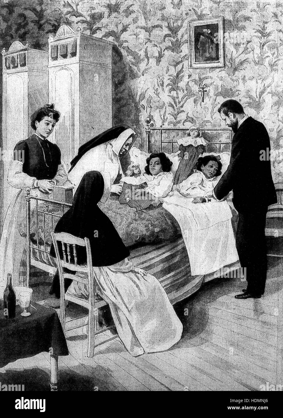9 février 1902 - les deux 'Siamese' soeurs Radica et Doodica séparées par le chirurgien Eugène Doyen Banque D'Images