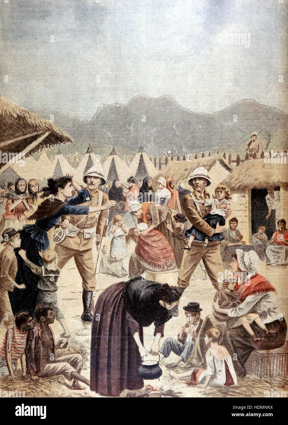 'Le Petit Journal' Paris 13 octobre 1901 - Guerre des Boers : Boer de femmes et d'enfants dans un camp de concentration britannique dans le Transvaal Banque D'Images