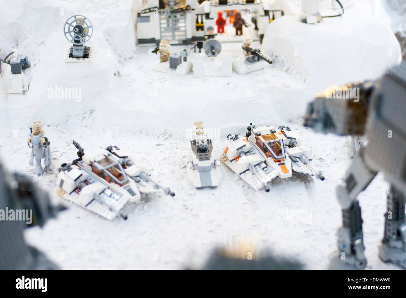 Wroclaw, Pologne - le 25 janvier 2014 Star Wars : bataille de Hoth, faite par les blocs de Lego. Banque D'Images