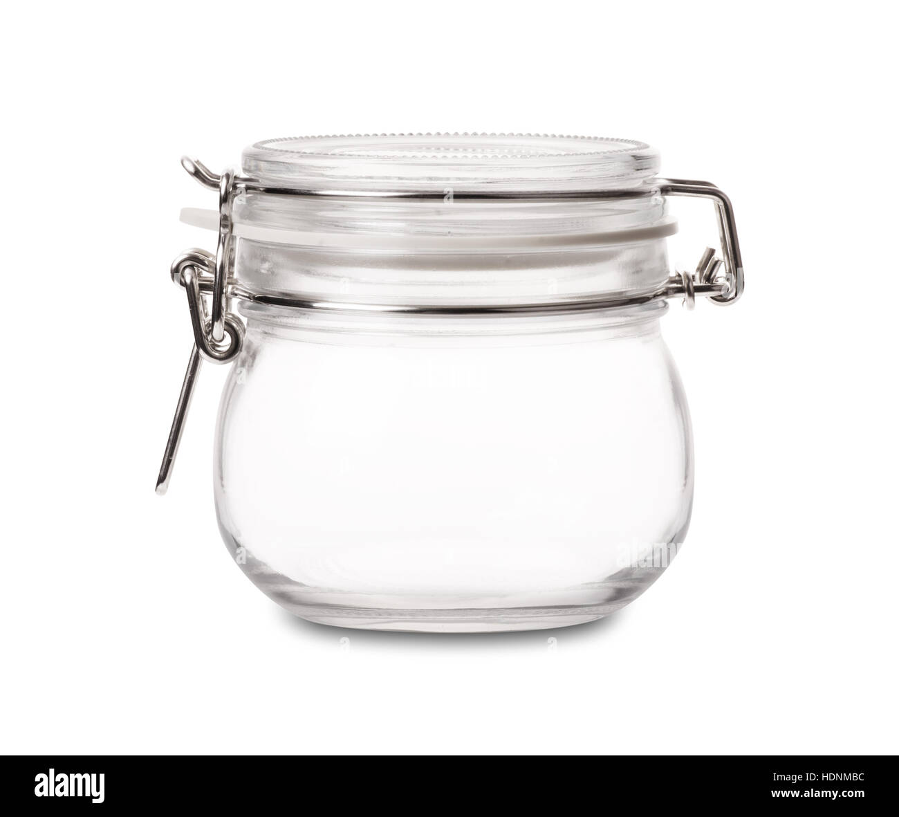 Pot en verre vide isolé sur fond blanc Banque D'Images