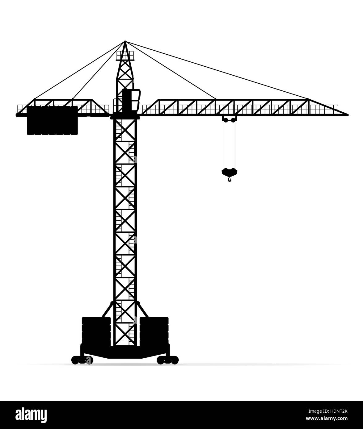 Grue de construction contour silhouette noire vector illustration isolé sur fond blanc Illustration de Vecteur