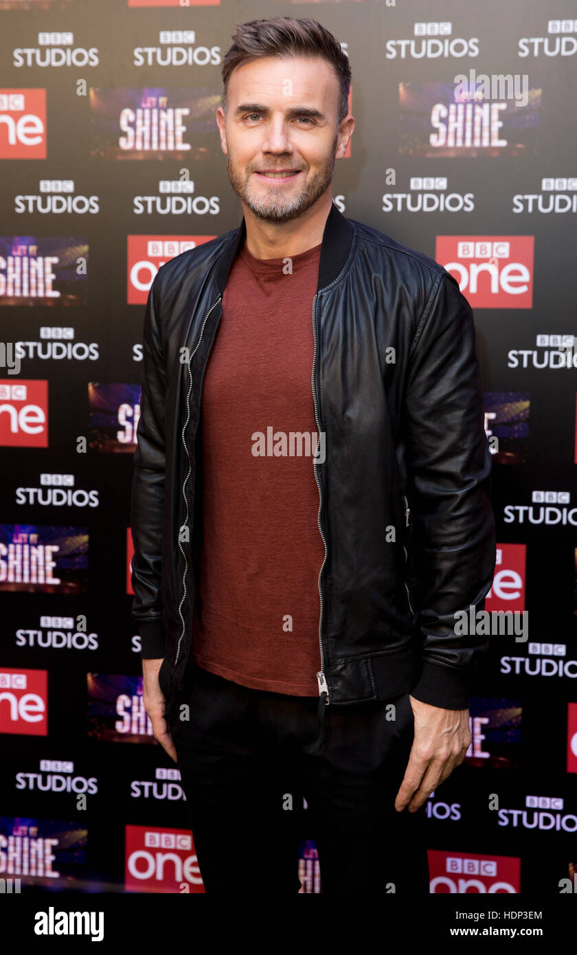 Gary Barlow assiste au lancement du nouveau BBC One samedi nuit de divertissement, laisser briller, au Ham Yard Hotel, Londres. Banque D'Images