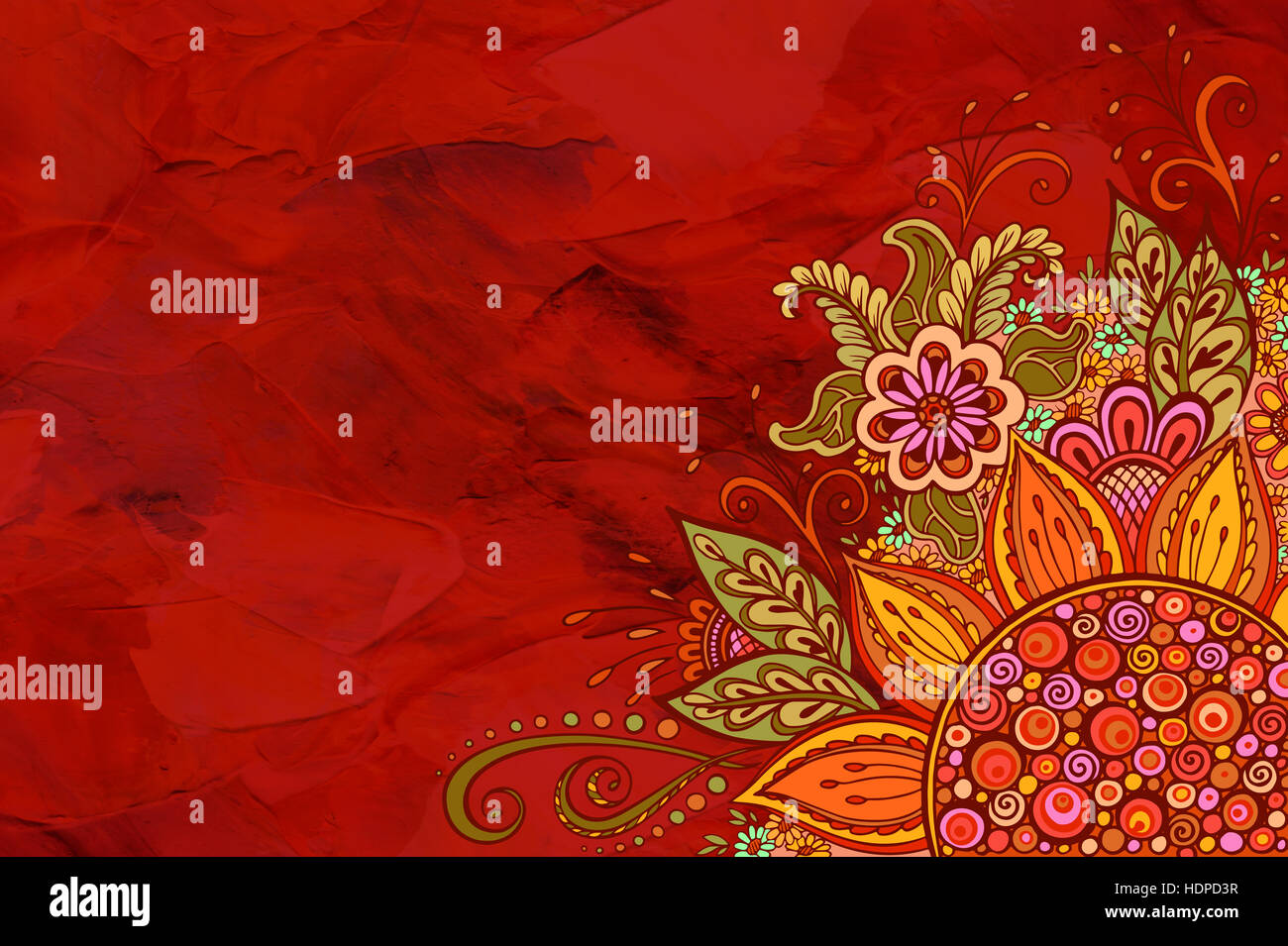 Motif floral sur fond de peinture La peinture à l'huile Banque D'Images