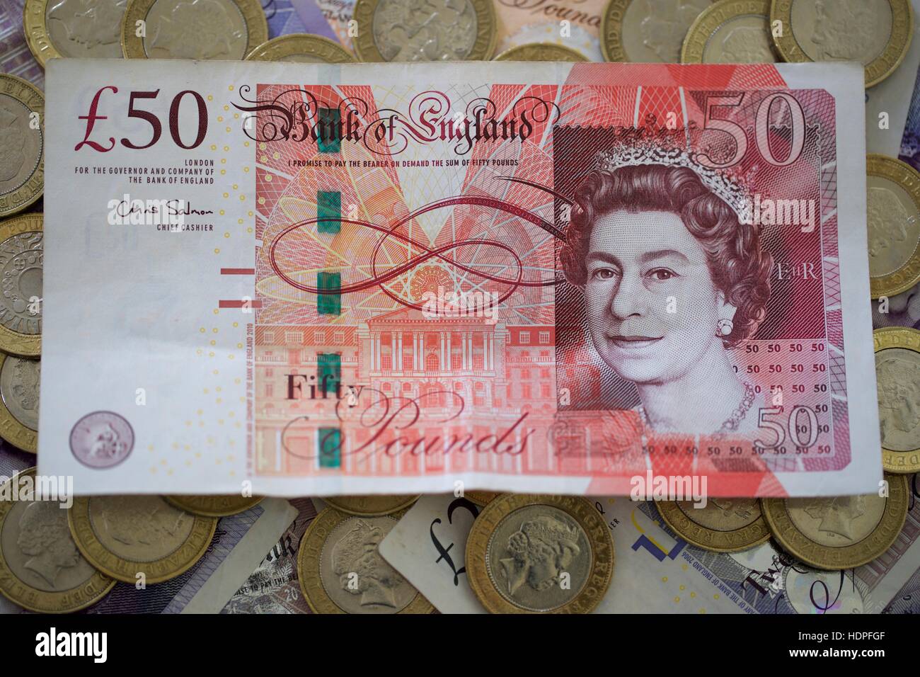 Cinquante livres English bank note Banque D'Images
