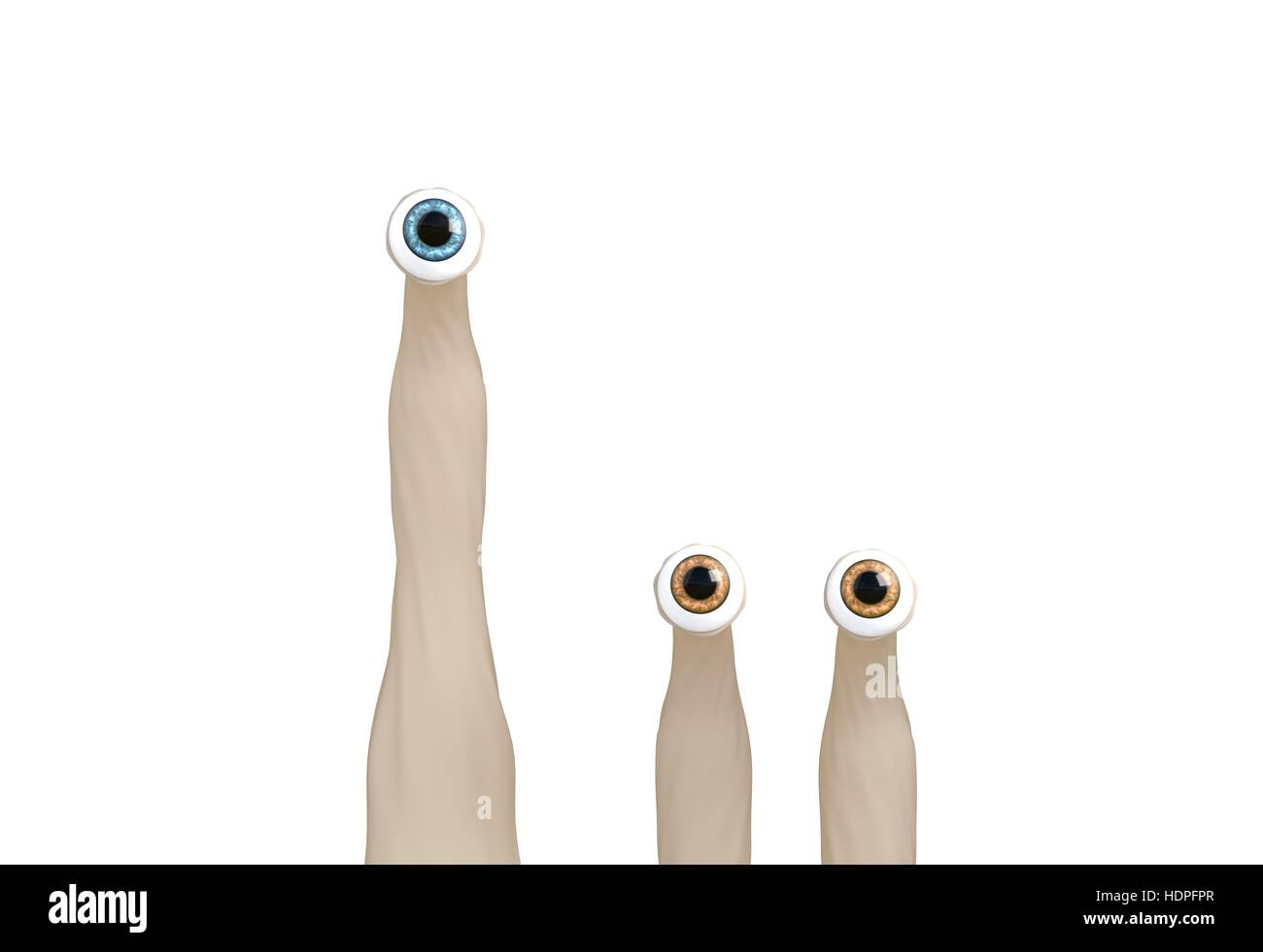 Funny cartoon yeux créatures sur blanc 3d illustration Banque D'Images