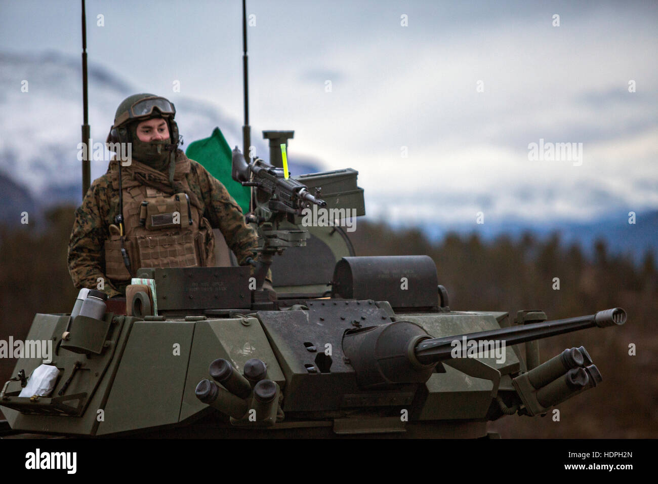 Les Marines américains et les soldats norvégiens conduite un niveau d'un bataillon de l'exercice de tir réel 17 novembre 2016 dans Setermoen, la Norvège. Banque D'Images