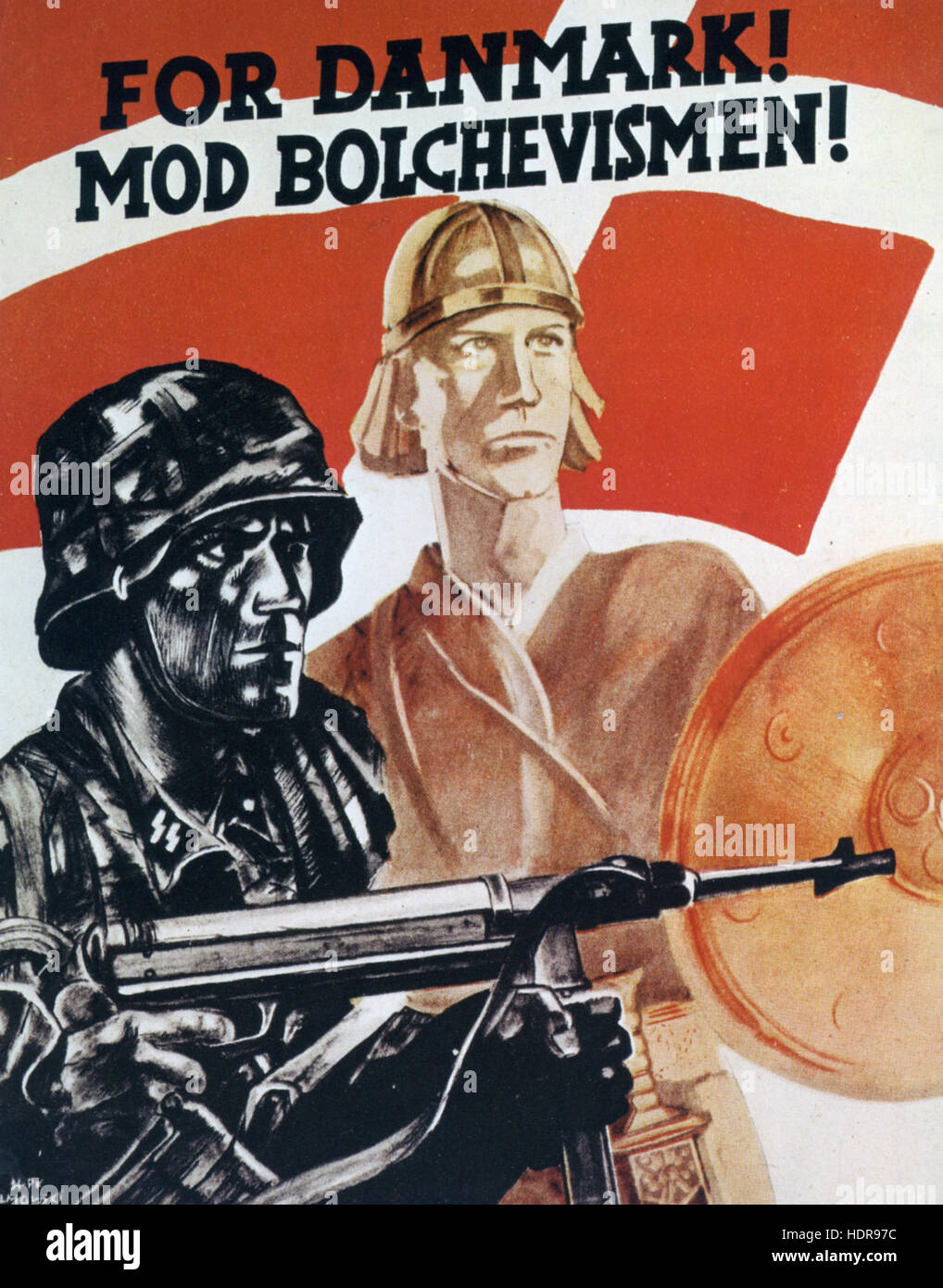 Corps franc du Danemark contre le Bolchevisme Photo Affiche danoise WW2 