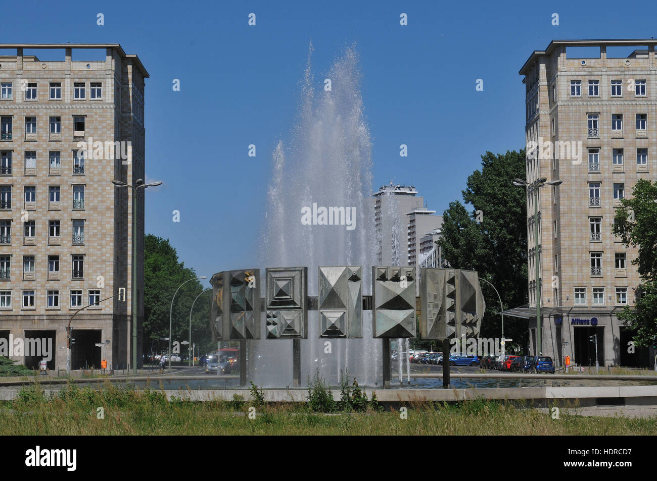 Brunnen, Strausberger Platz, Friedrichshain, Berlin, Deutschland Banque D'Images