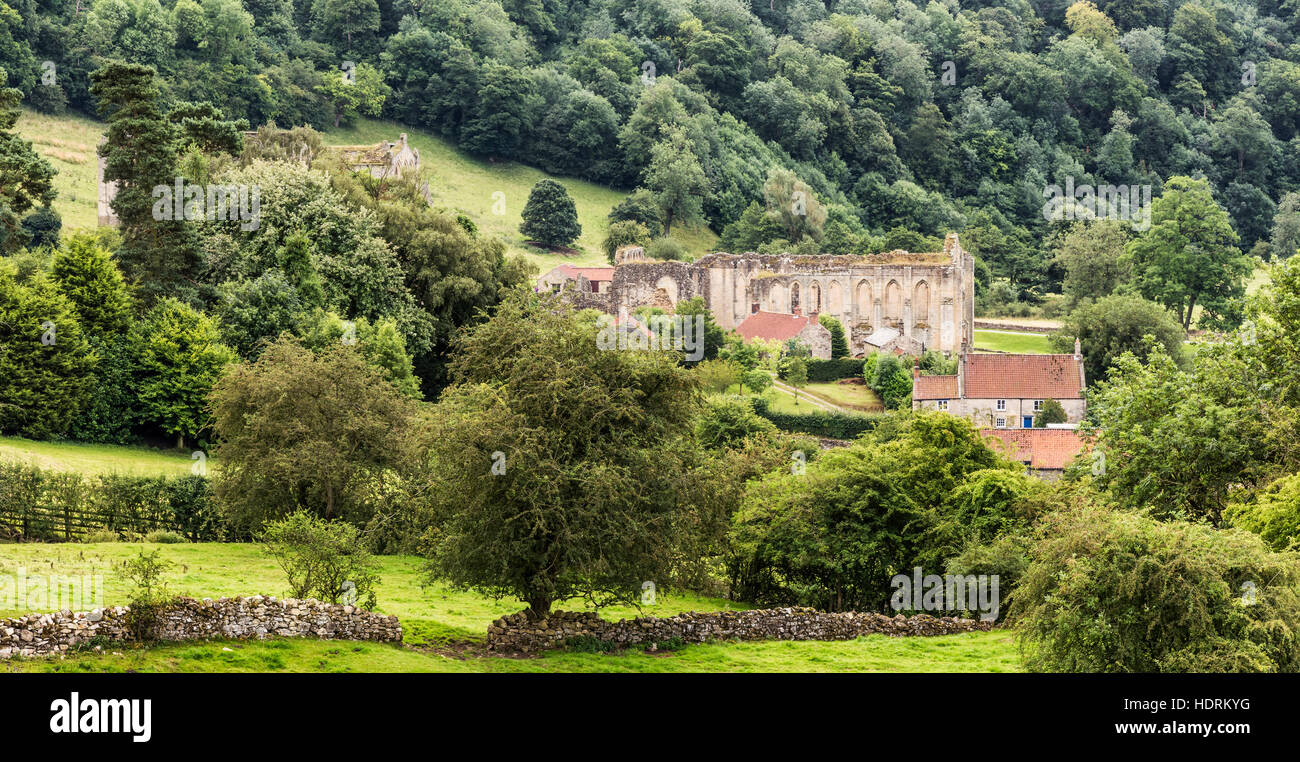 L'abbaye de Rievaulx niché en pleine campagne Banque D'Images