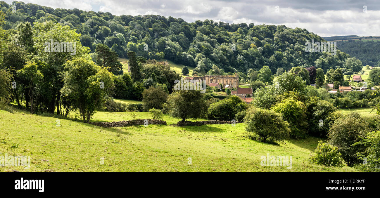 L'abbaye de Rievaulx niché en pleine campagne Banque D'Images