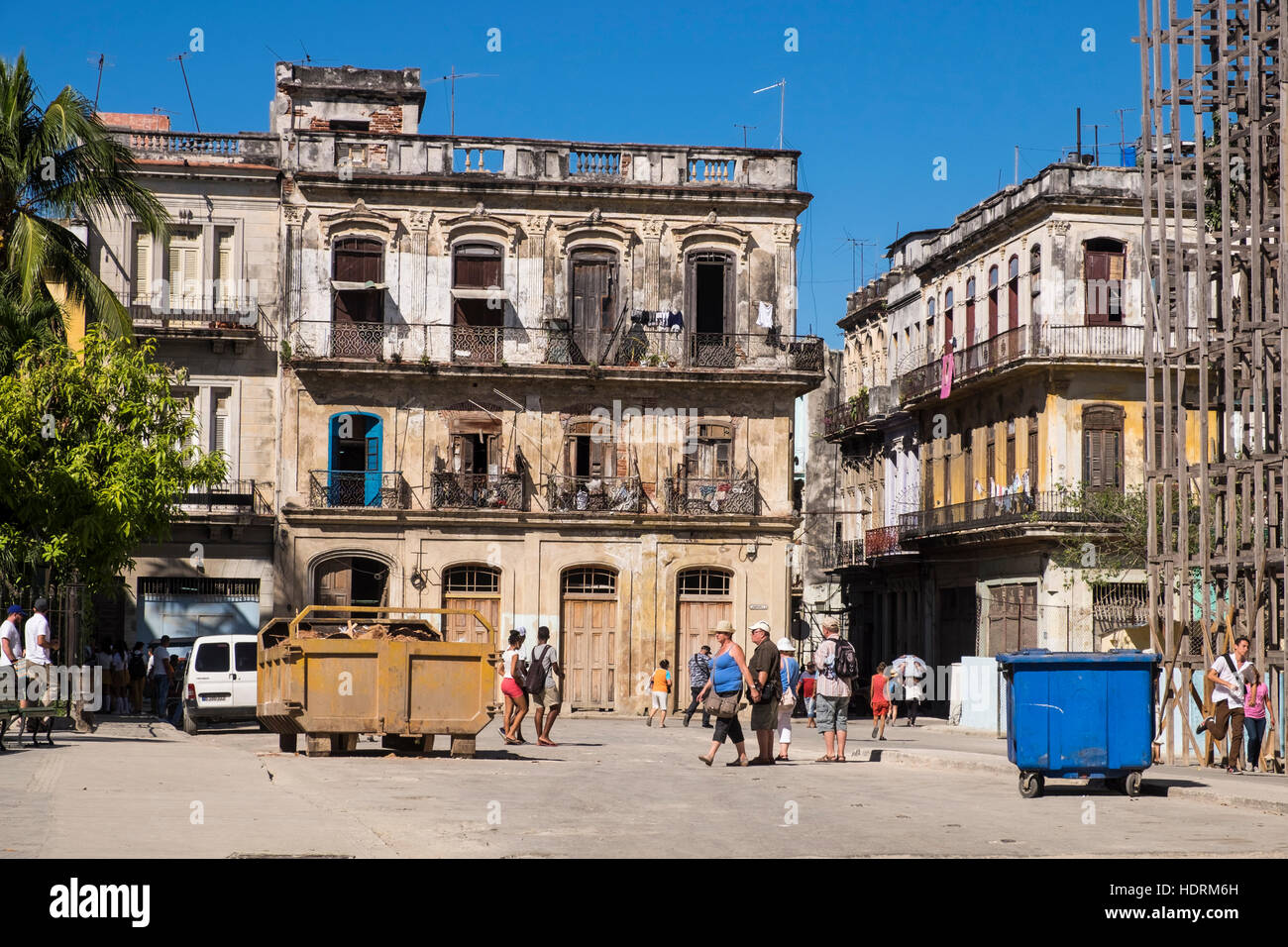 Les vieux bâtiments sur Lamparilla, La Havane, Cuba. Banque D'Images