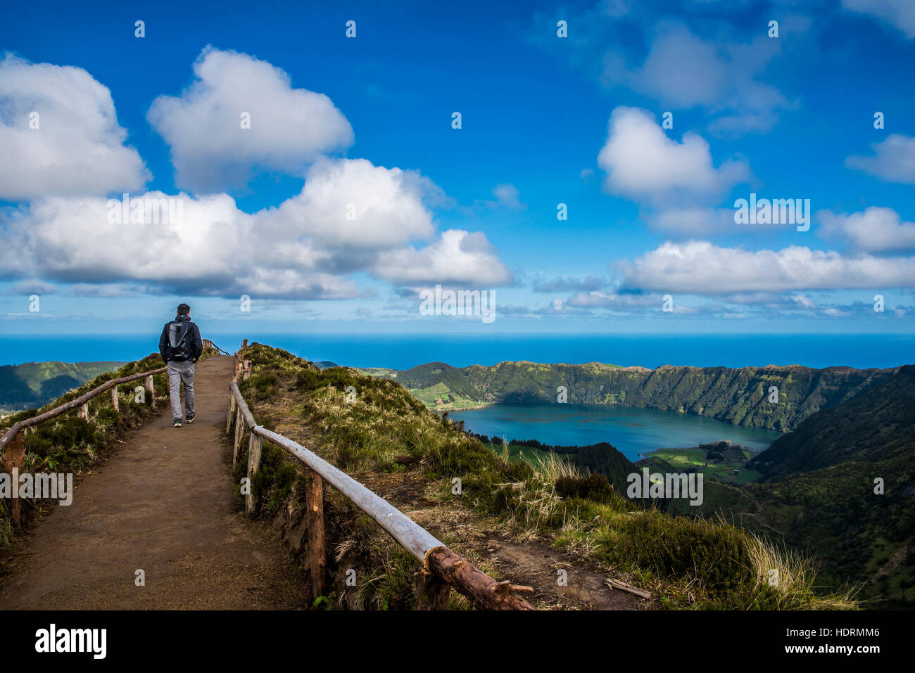 La vue spectaculaire de Sete Cidades, Sao Miguel, Açores, Portugal Banque D'Images