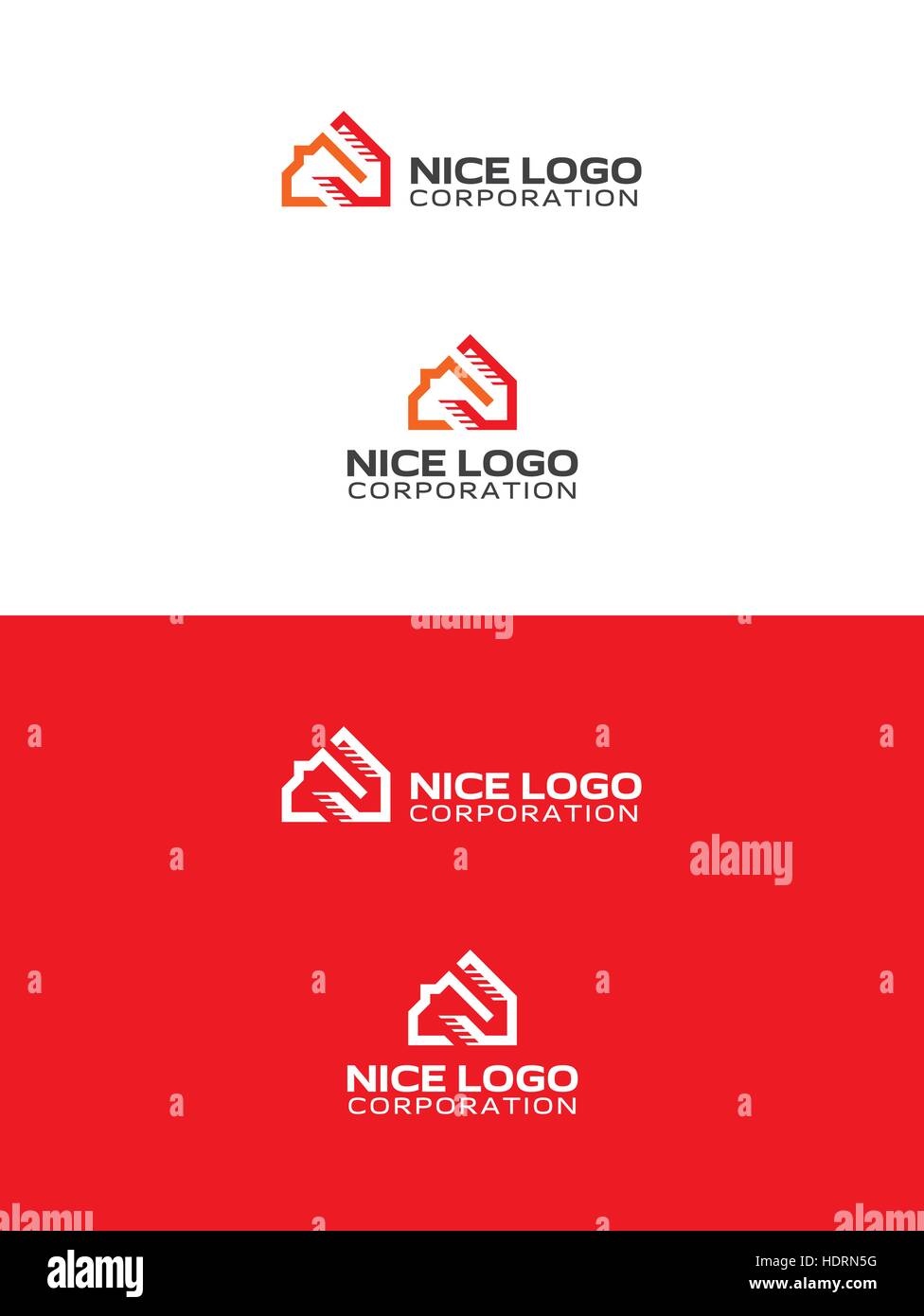 Chambre orange et rouge, logo logotype de toit Illustration de Vecteur