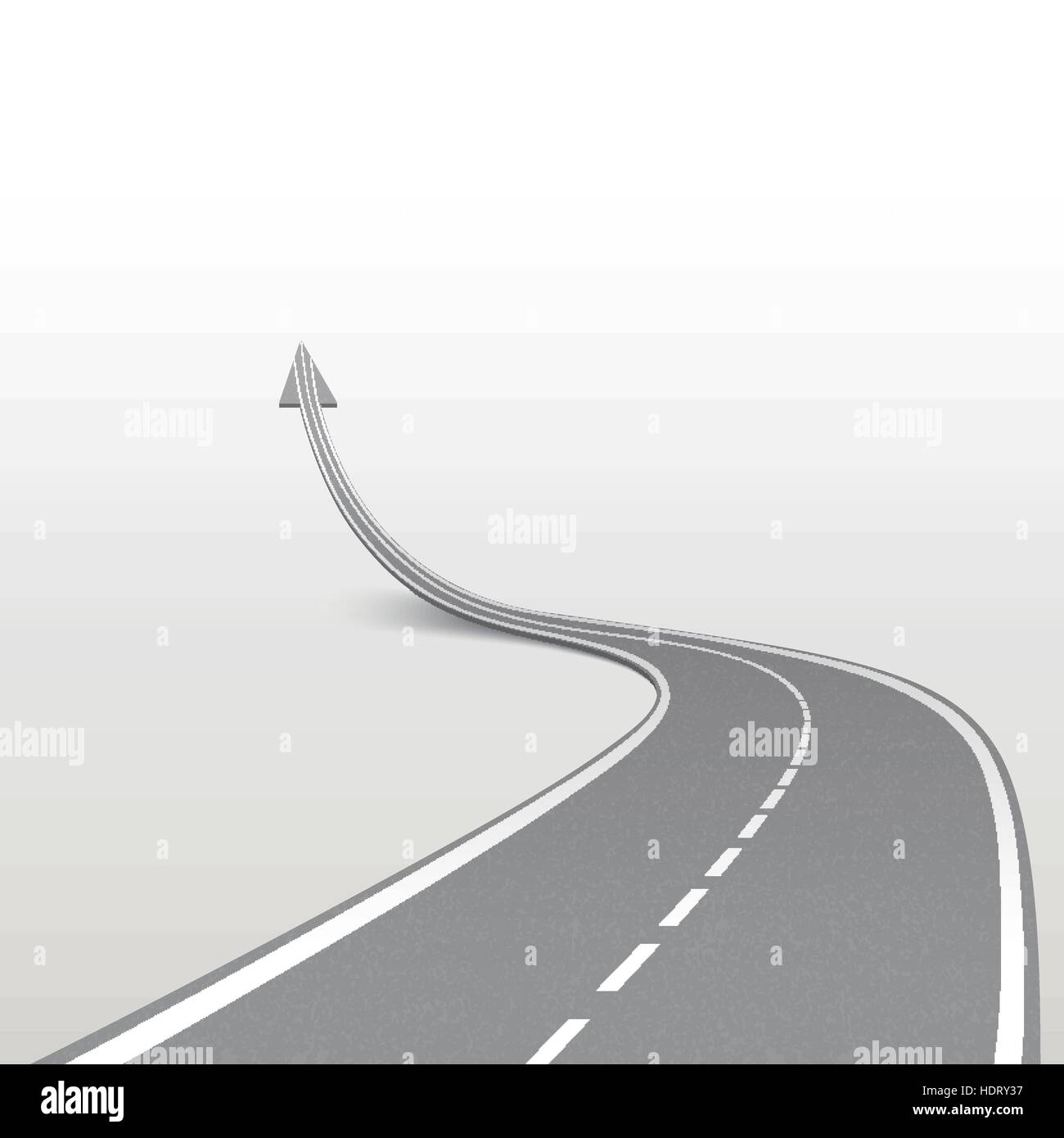 Route sinueuse en forme de flèche plus isolé sur fond blanc Illustration de Vecteur