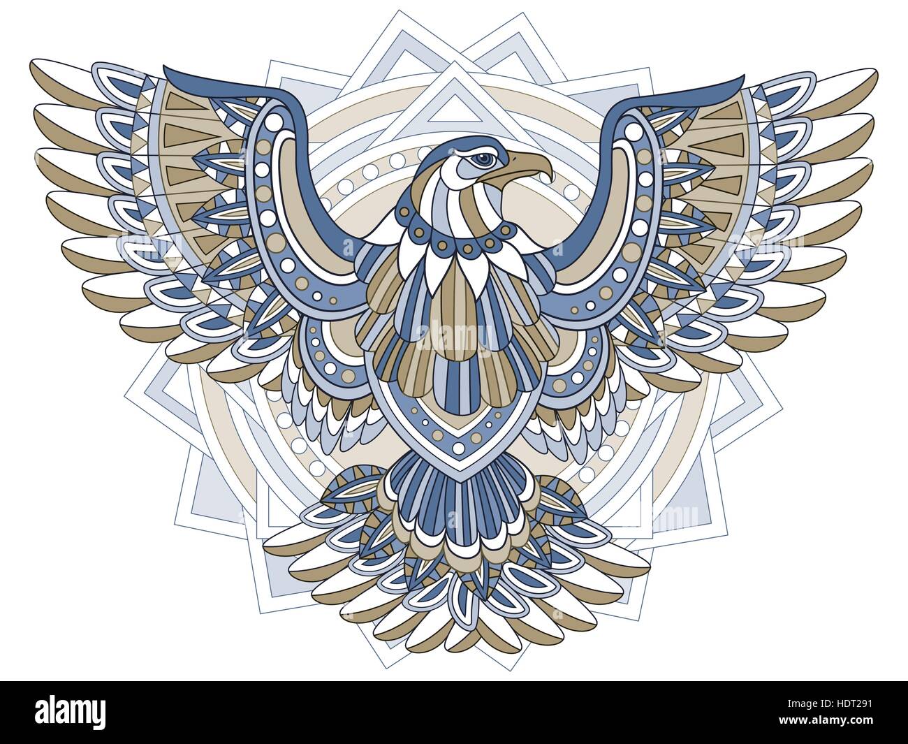 Aigle volant coloriage en style exquis Illustration de Vecteur