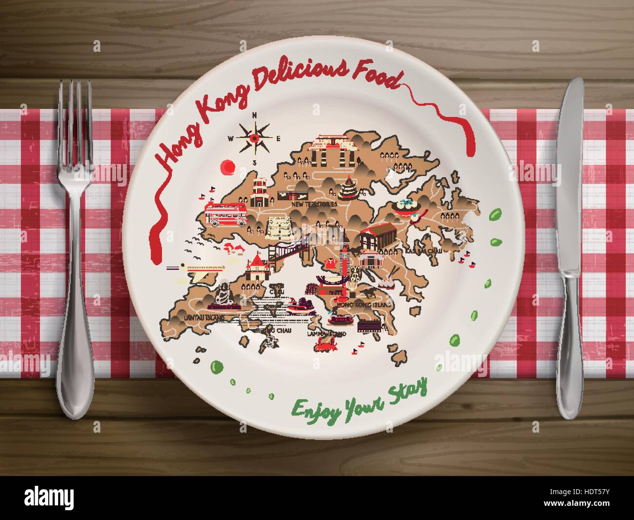 Voyage Hong Kong création d'affiches sur la plaque Illustration de Vecteur