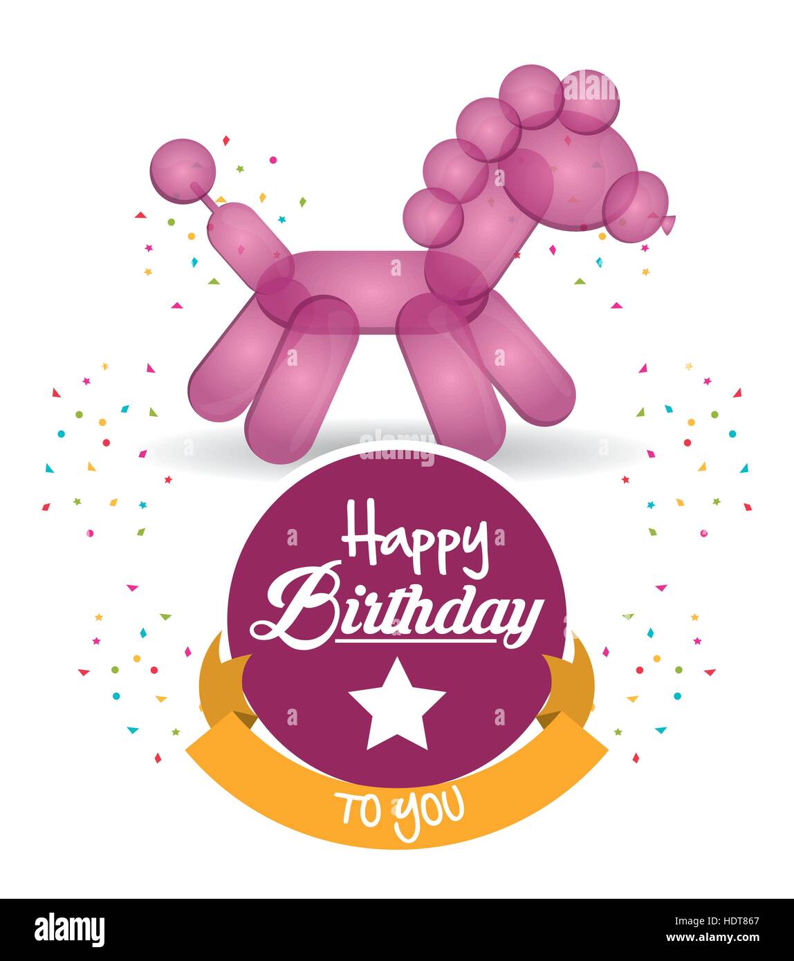 Ballon Joyeux Anniversaire Cheval Mignon Ruban Confetti Image Vectorielle Stock Alamy