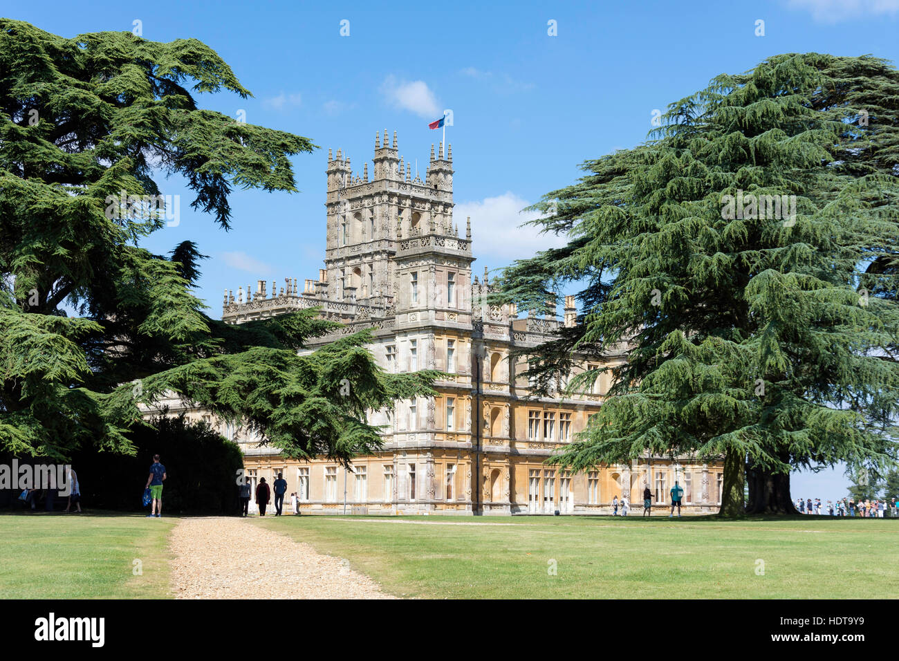 Château de Highclere (Downton Abbey la série TV), Highclere, Hampshire, Angleterre, Royaume-Uni Banque D'Images