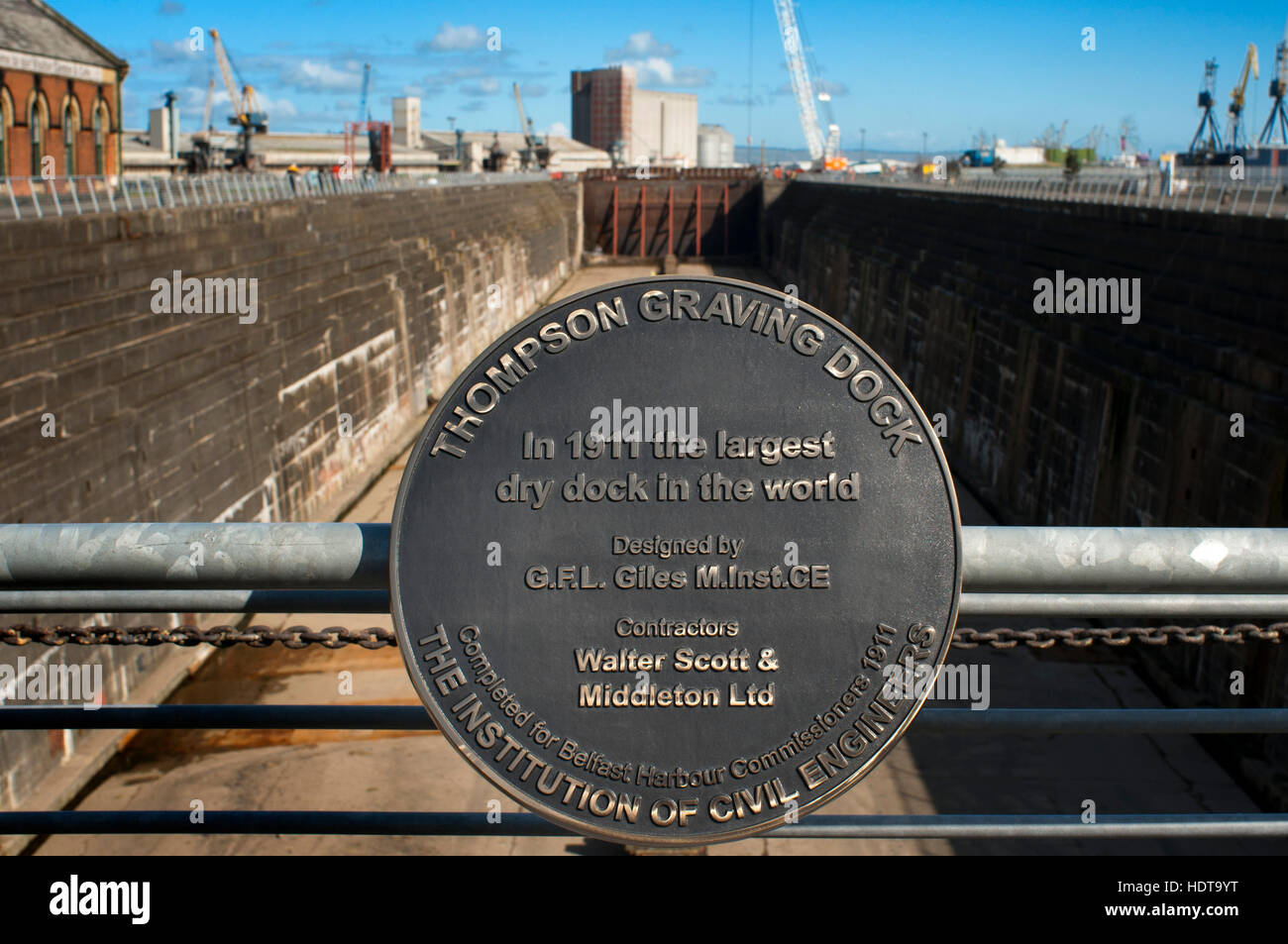 Ancienne cale sèche sec thompsons où le Titanic a été construit dans titanic Belfast Queens Quarter, l'île d'Irlande, Royaume-Uni. La cale de Thompson. C Banque D'Images