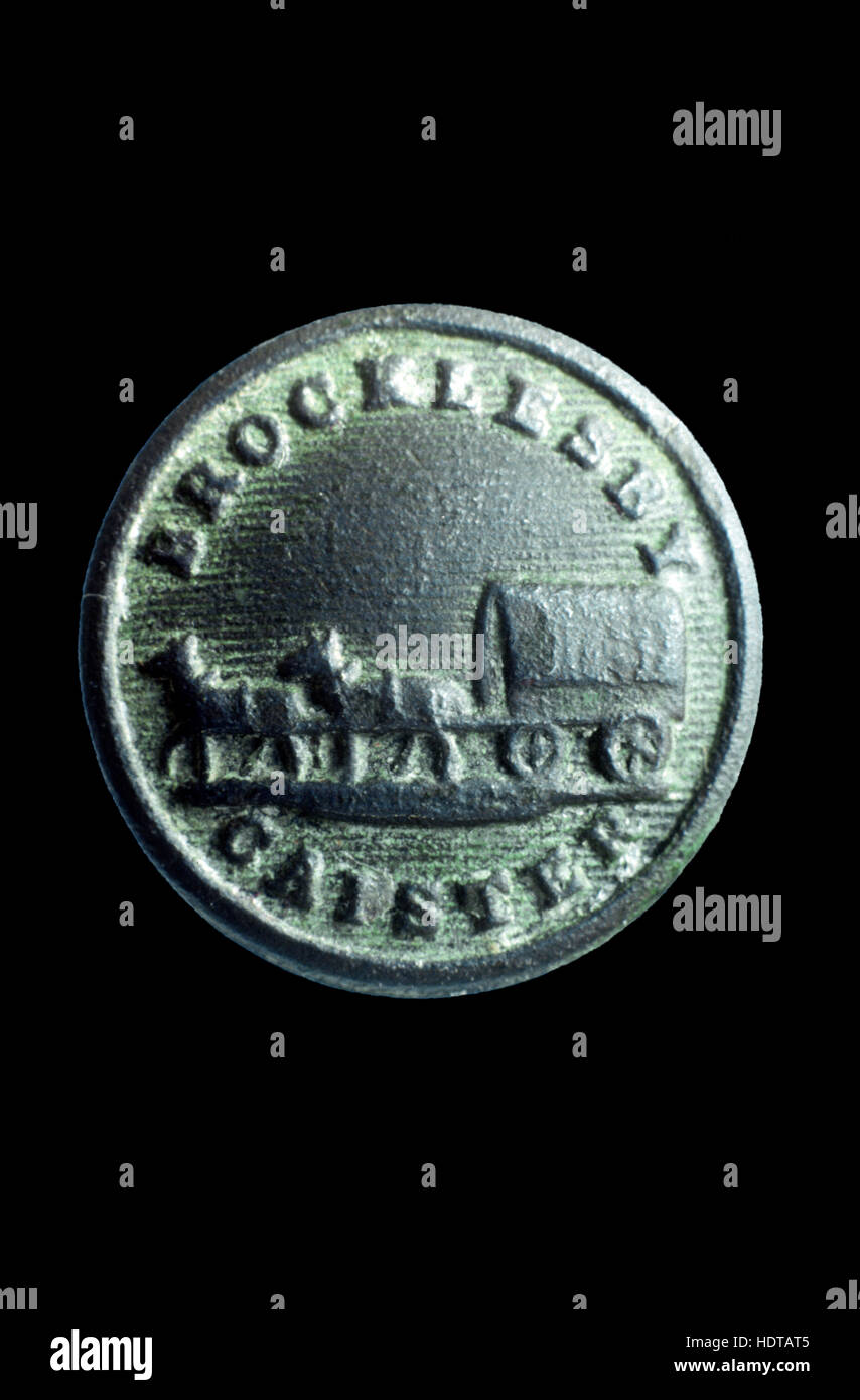 Bouton de livrée, Lincolnshire du Nord Brocklesby Caistor chariot couvert. Banque D'Images