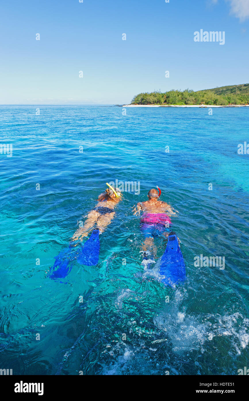 Couple en apnée, drawaqa island, yasawa, fiji Banque D'Images
