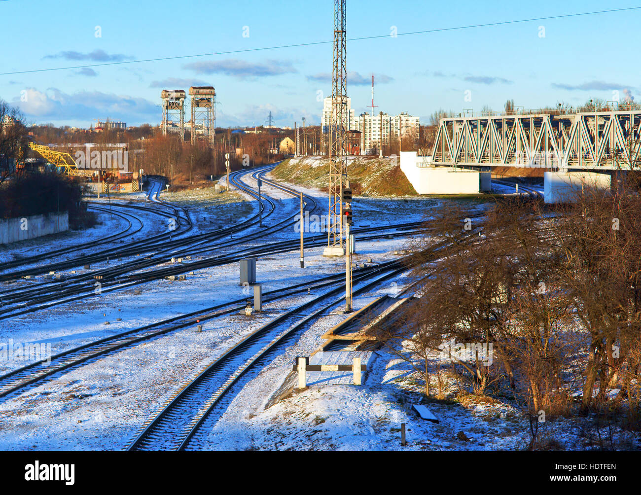 L'infrastructure ferroviaire, rails de chemin de fer, gare, Banque D'Images