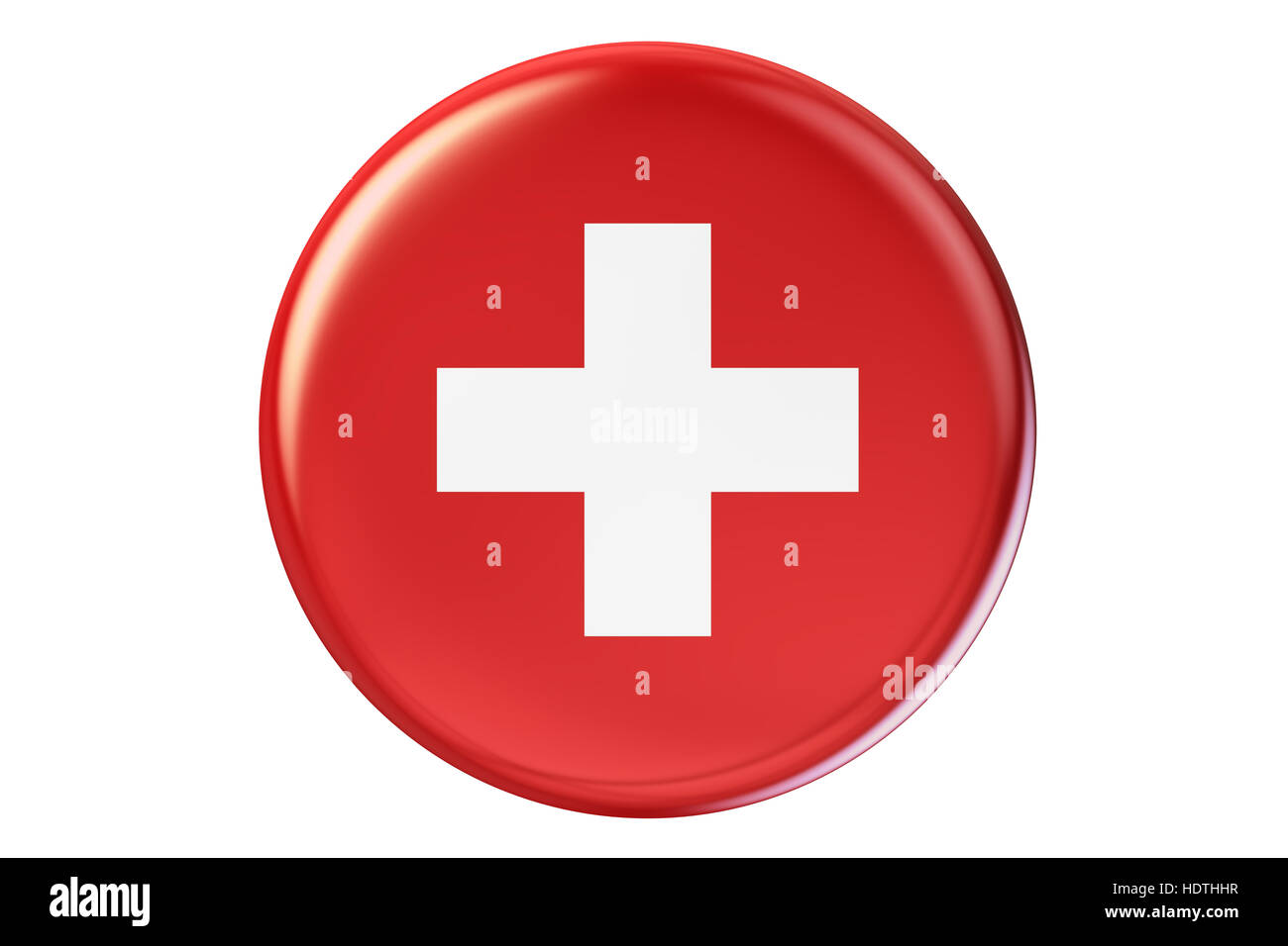 Badge avec pavillon de Suisse, 3D Rendering isolé sur fond blanc Banque D'Images