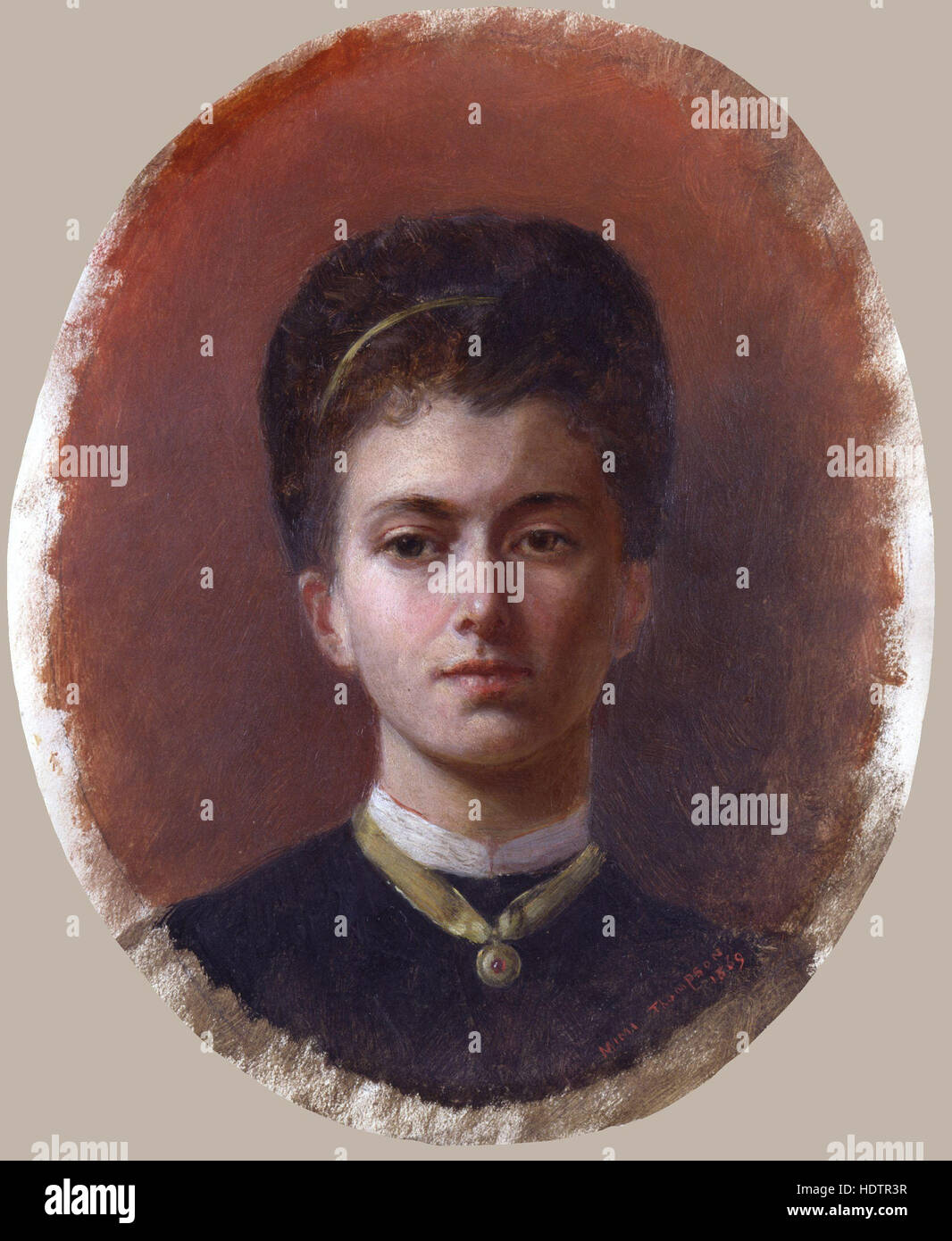 ELIZABETH THOMPSON, Lady Butler (1846-1933), peintre britannique principalement militaires, de scènes dans un autoportrait de 1869 Banque D'Images