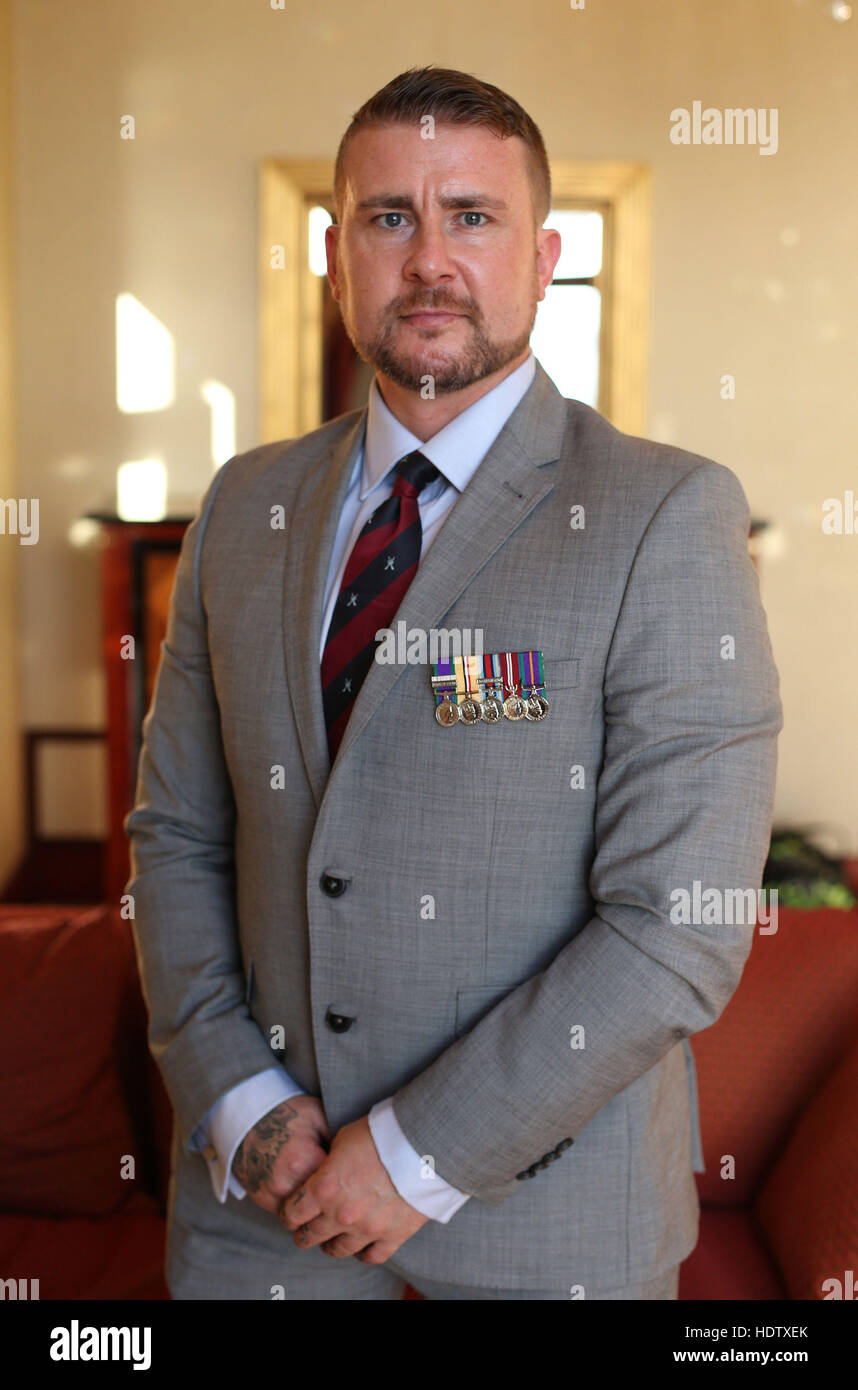 Le caporal à la retraite Stuart Robinson, qui est d'une candidature à un Millie, Le Soleil, distinction militaire du Grange City Hotel de Londres. Banque D'Images