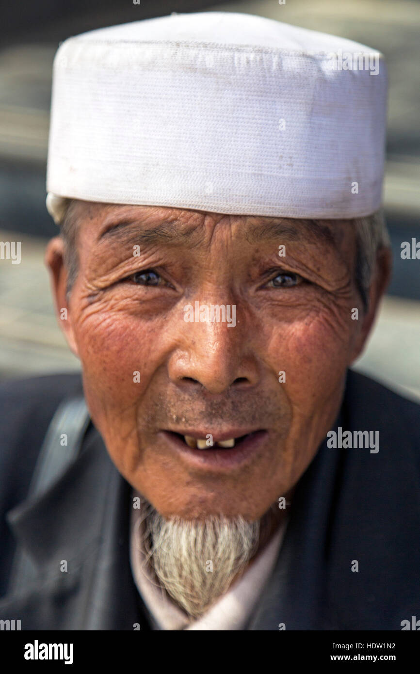 Hui Chinese man, Wuzhong, Ningxia, Chine Banque D'Images