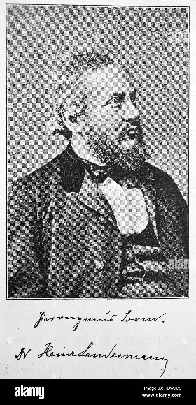 Heinrich Landesmann, Hieronymus Lorm, 1821 - 1902, un poète et écrivain autrichien philosophique, gravure sur bois de l'année 1880 Banque D'Images