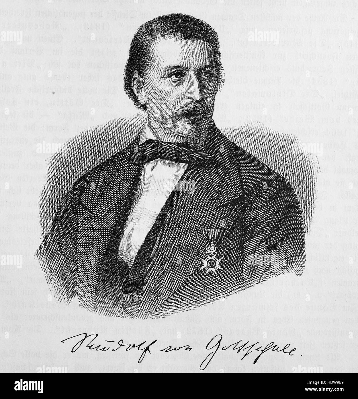 Rudolf Gottschall, 1823-1909, un poète allemand, dramaturge, critique littéraire et historien, gravure sur bois de l'année 1880 Banque D'Images