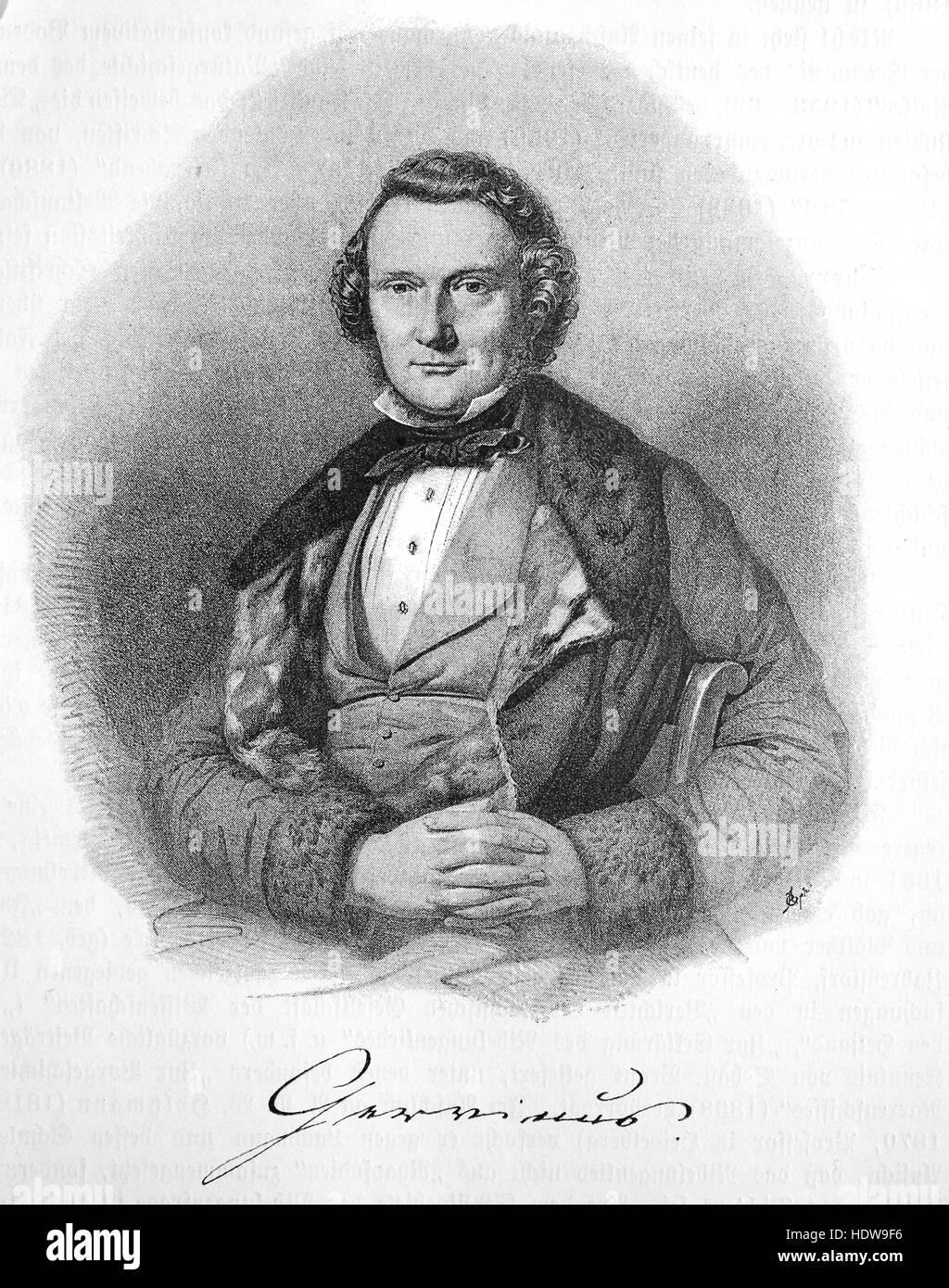 Georg Gottfried Gervinus, 1805-1871, un historien littéraire et politique allemande, gravure sur bois de l'année 1880 Banque D'Images