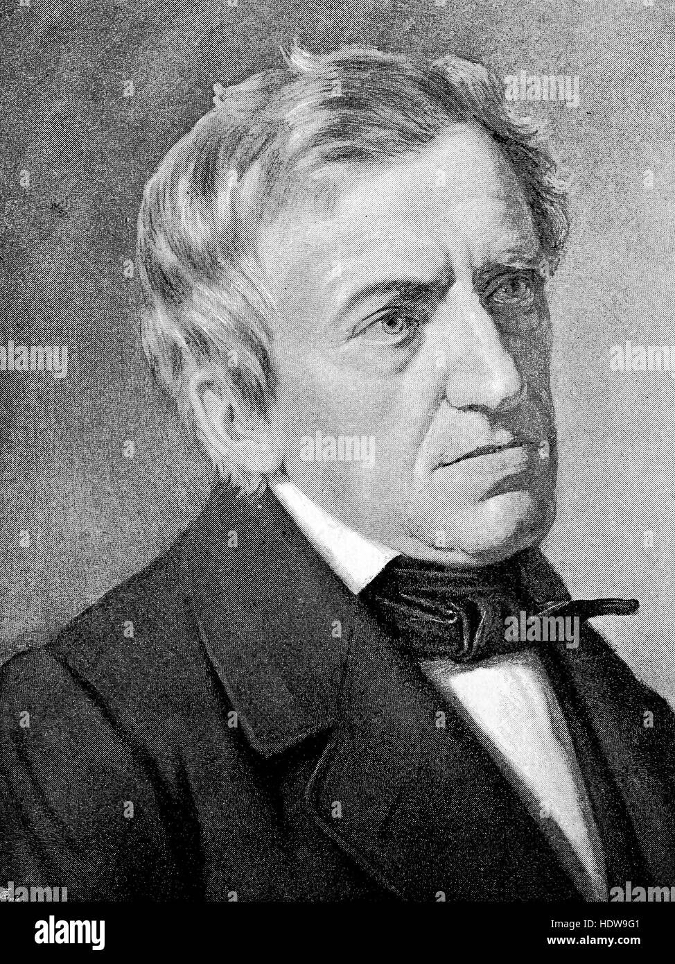 Franz Seraphicus Grillparzer, 1791-1872, un écrivain autrichien, gravure sur bois de l'année 1880 Banque D'Images