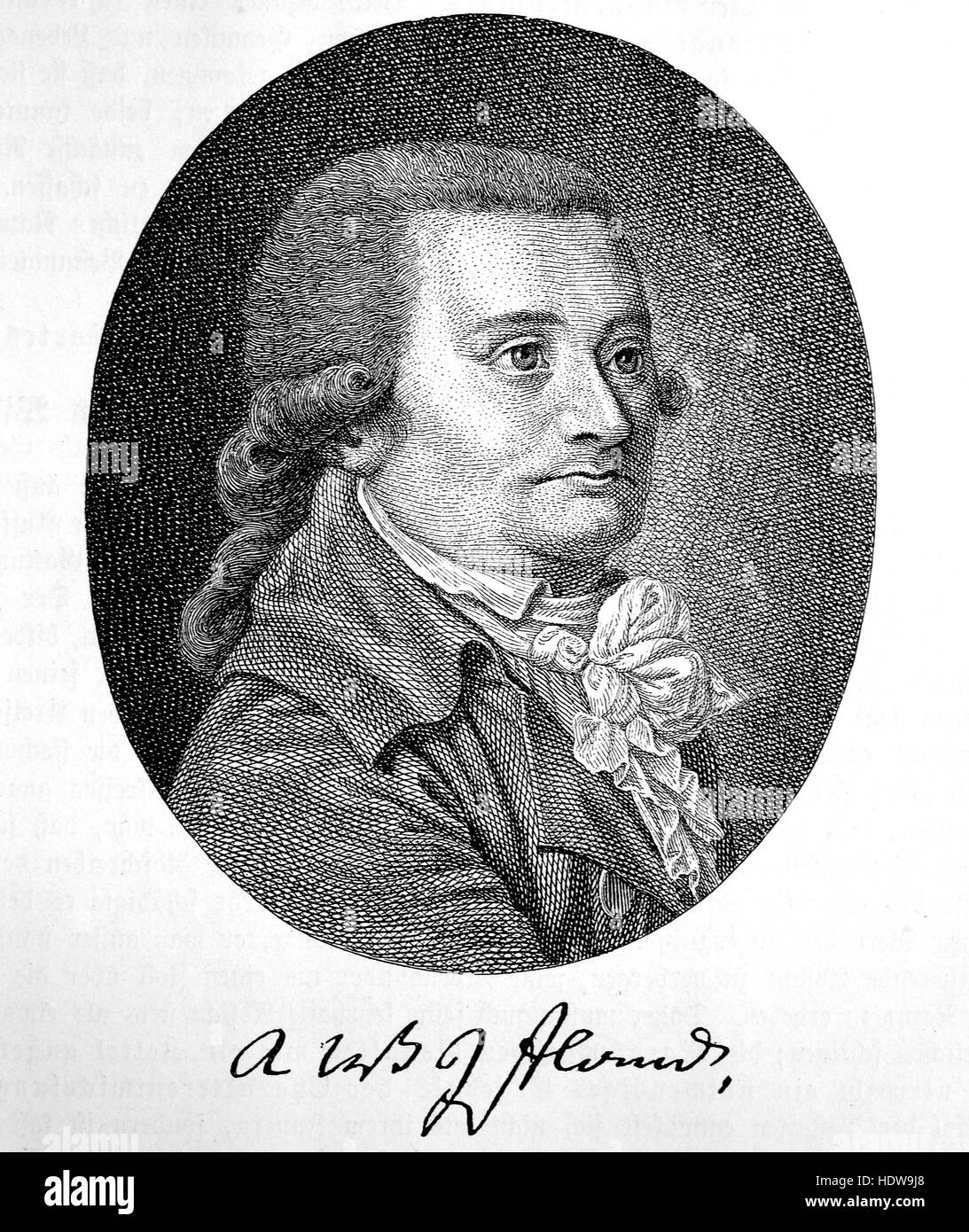 August Wilhelm Iffland, 1759-1814, un acteur allemand et auteur dramatique, gravure sur bois de l'année 1880 Banque D'Images