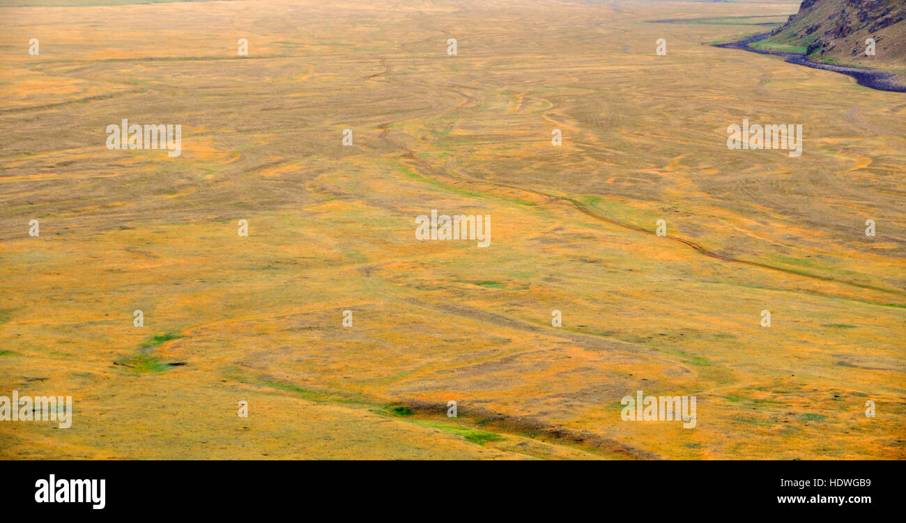 Inondation de la rivière Chuluut, Mongolie, Arkhangaï Banque D'Images