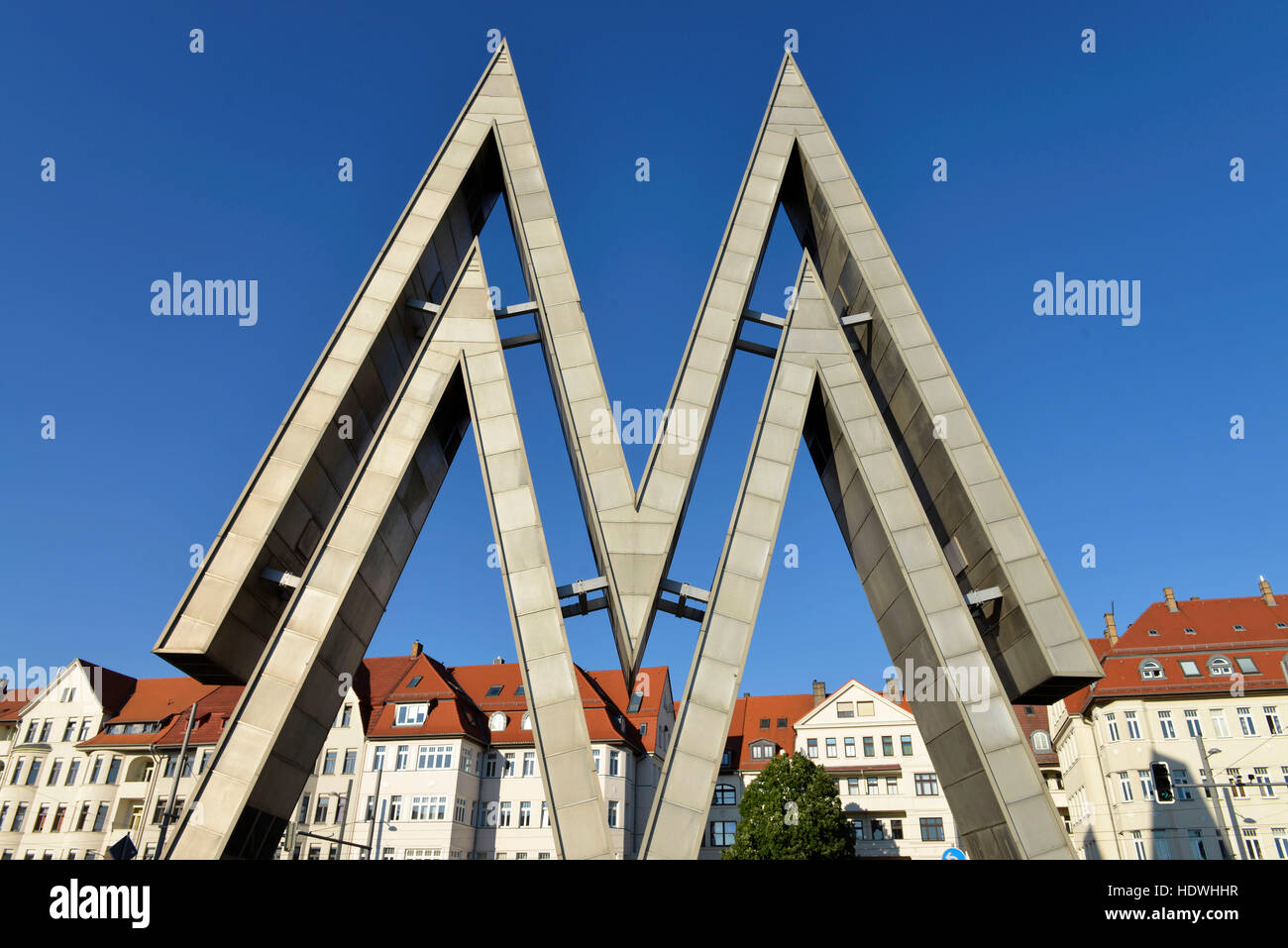 Messesymbol, Alte Messe, Prager Strasse, Leipzig, Saxe, Allemagne Banque D'Images