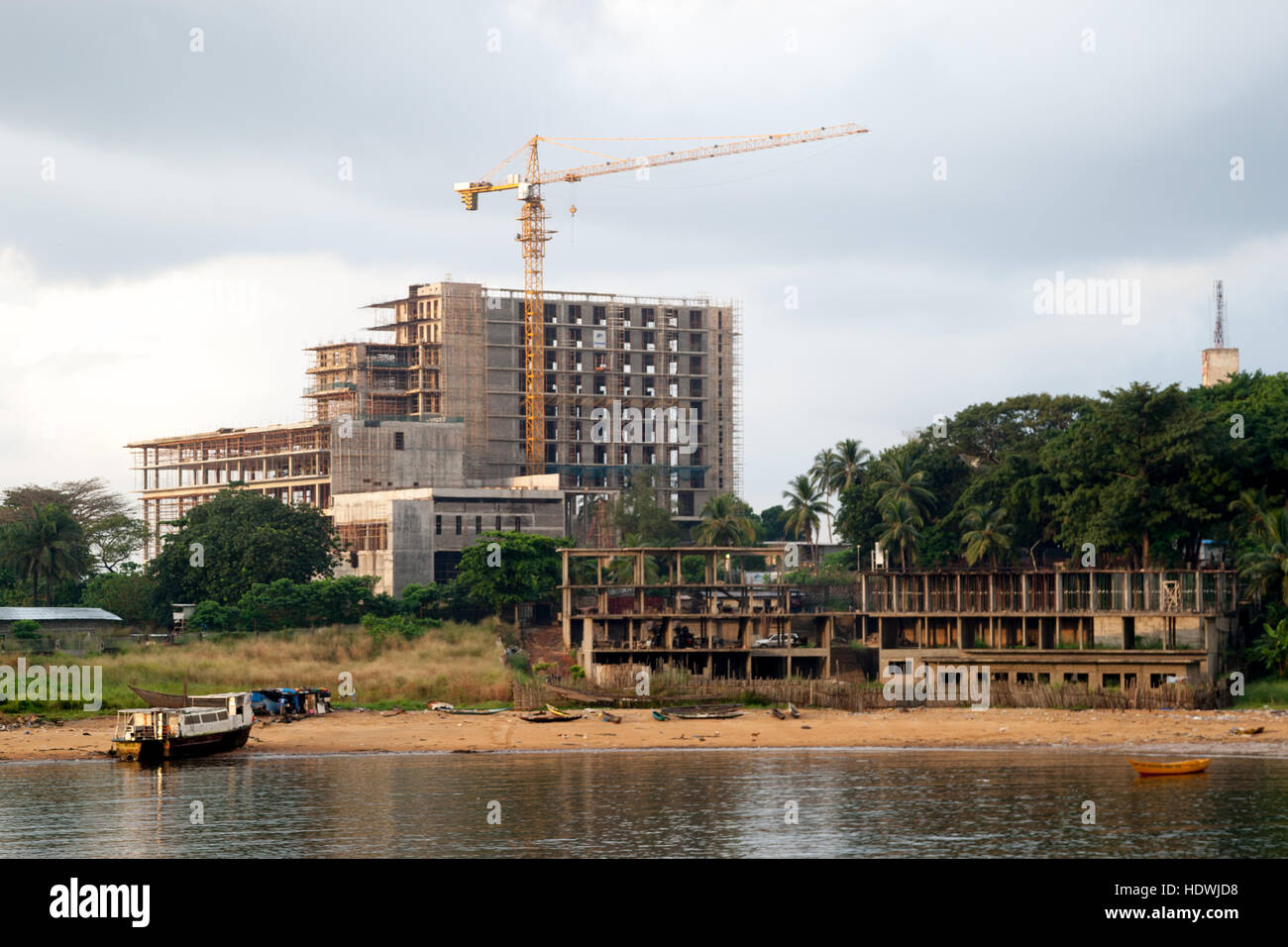 Site de construction du bâtiment de l'hôtel Hilton à Freetown Banque D'Images