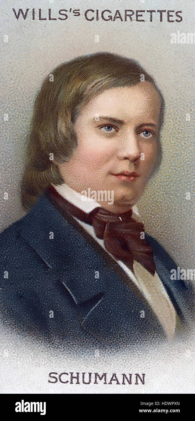 ROBERT Schumann (1810-1856) compositeur allemand sur une carte de la cigarette va vers 1914 Banque D'Images