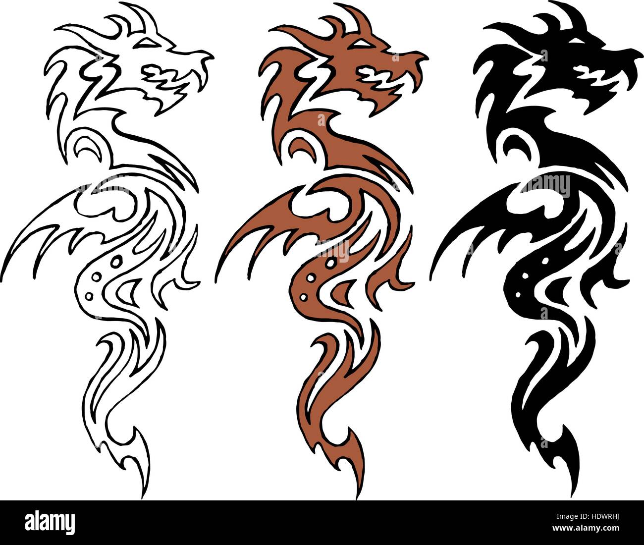 Dragon image stylisée. Circuit. La couleur. Silhouette. Illustration de Vecteur
