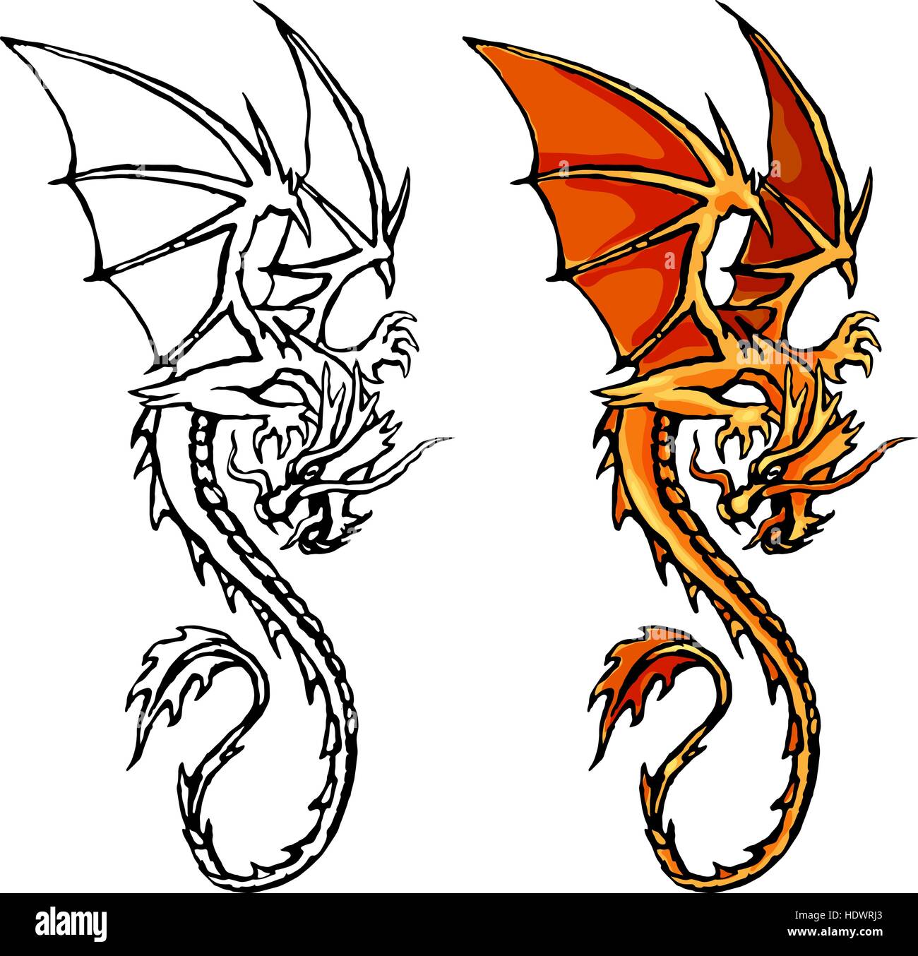 Orange Dragon image stylisée. Circuit. Color Illustration de Vecteur