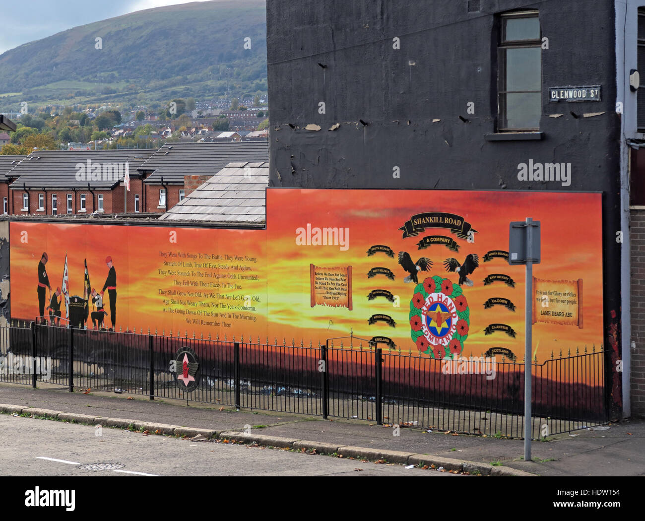 UFF syndicaliste murale, off Glenwood St/Shankill Road West Belfast, Irlande du Nord, Royaume-Uni - un bataillon de l'entreprise Banque D'Images
