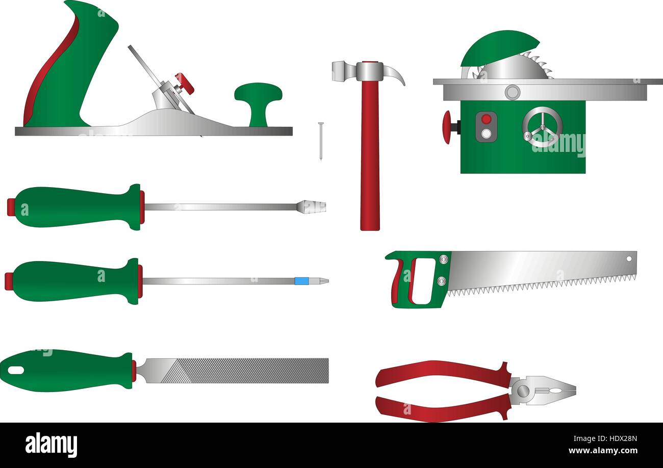 Vector set d'outils pour le travail du bois Illustration de Vecteur