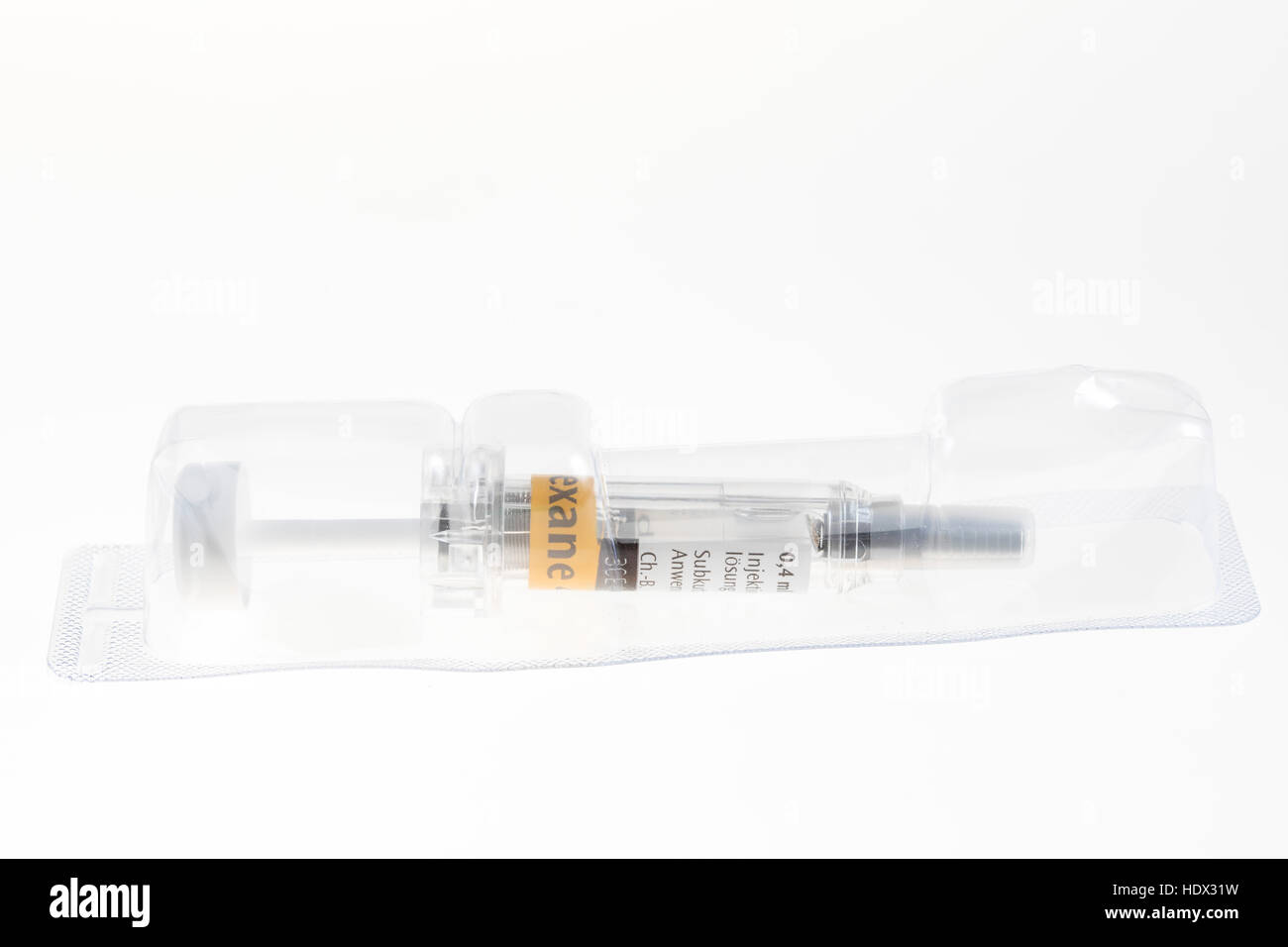 Produits jetables médicaux, une seringue stérile, emballé, avec ingrédient actif, vaccin, médicament, Banque D'Images