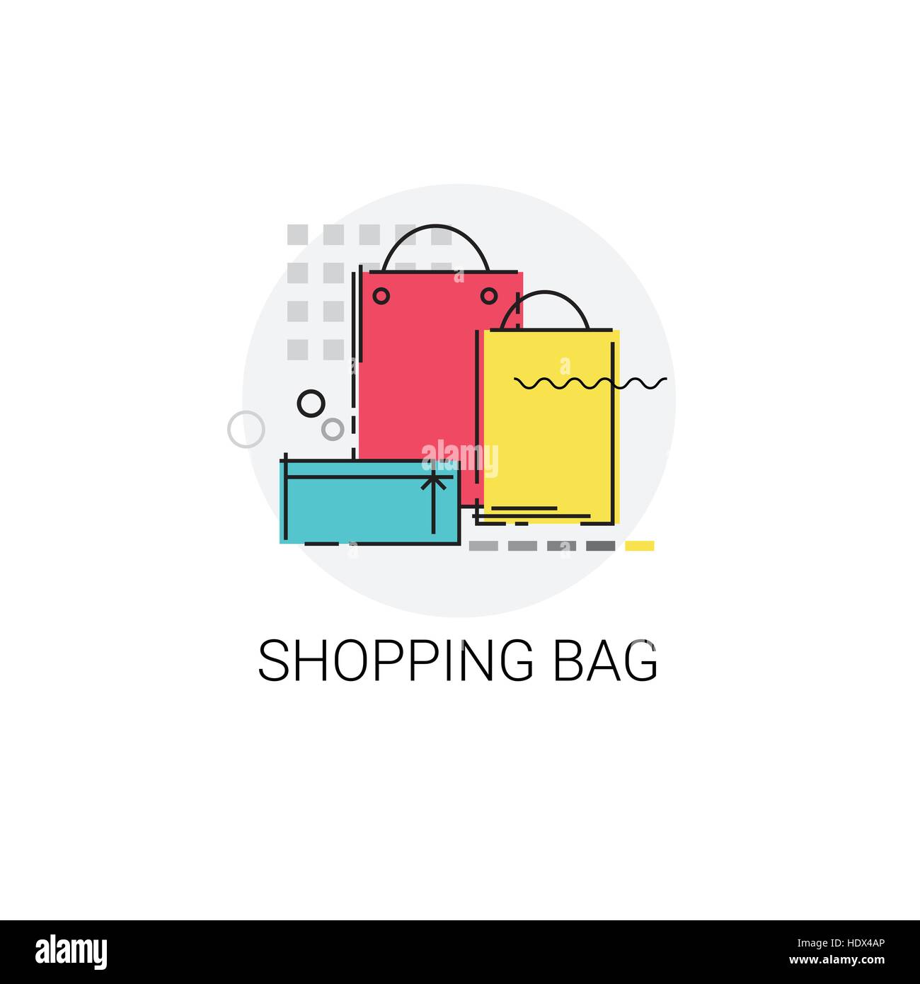 Des sacs colorés l'icône d'achat en ligne Illustration de Vecteur