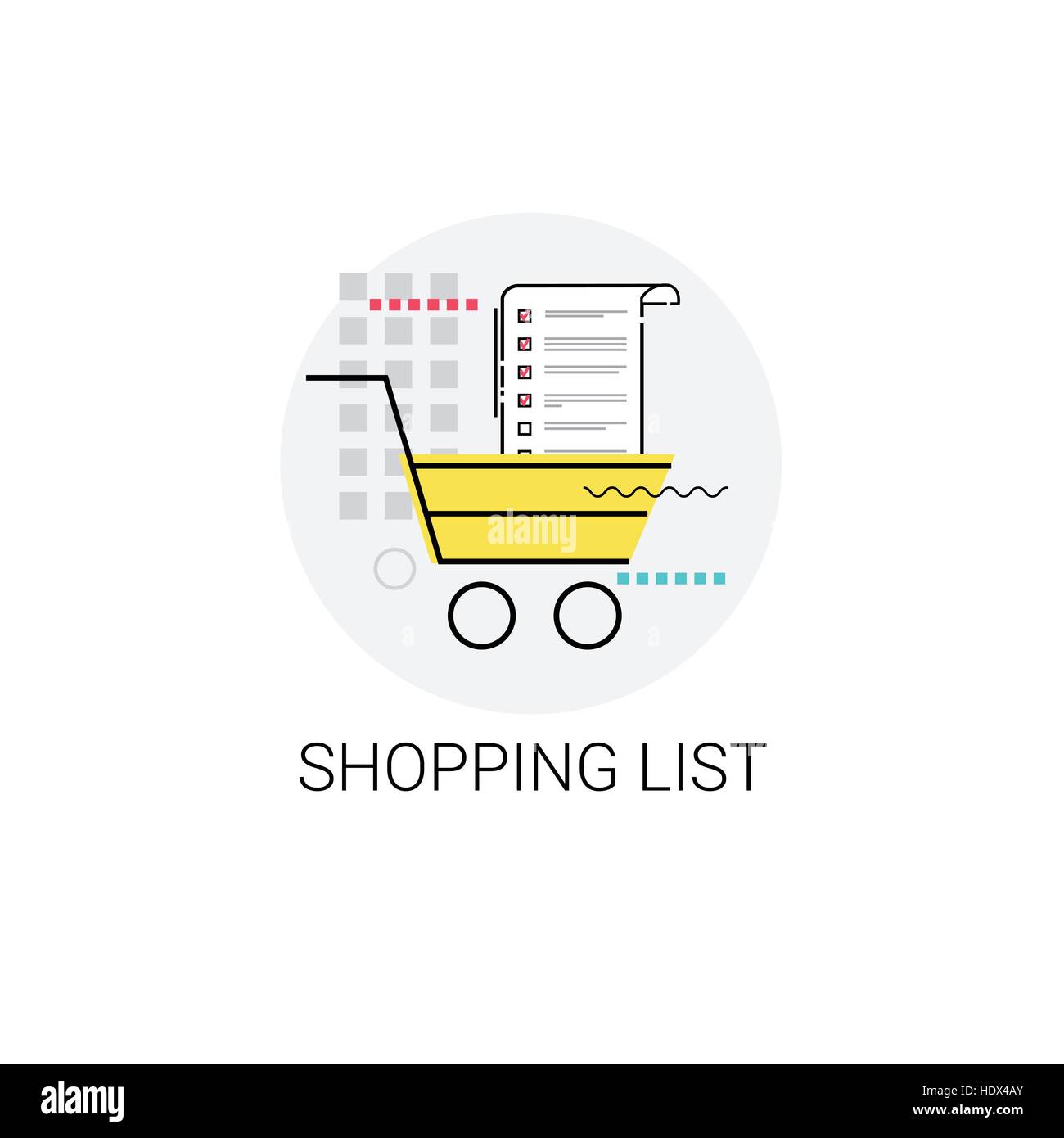 L'icône Liste de magasinage en ligne Panier Illustration de Vecteur