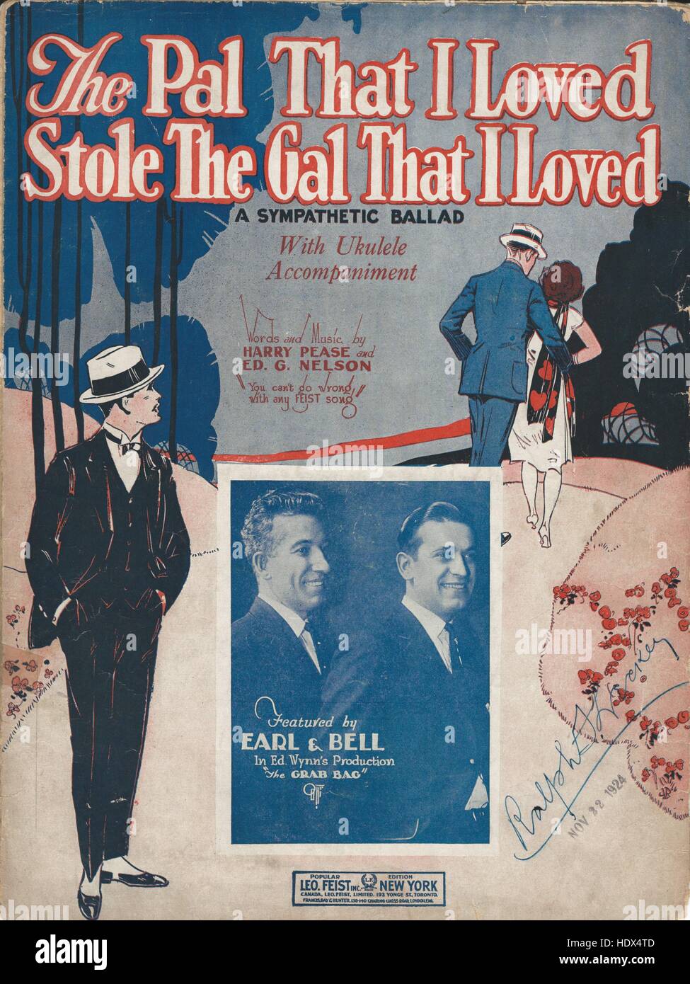 'Le Pal que j'ai aimé volé le gal que j'aime' sur les couvertures des musiques 1923 Banque D'Images